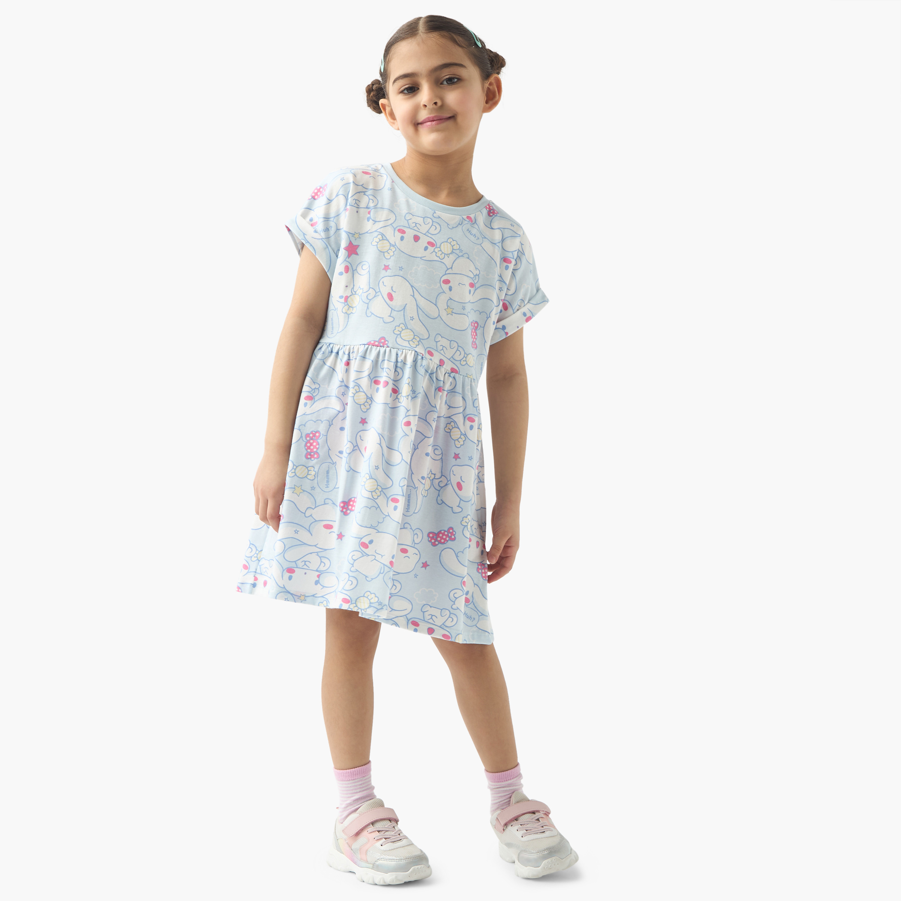 Sanrio All-Over Bunny Print Dress with Extended Sleeves-girls-clothing-dressesandjumpsuits-image-2