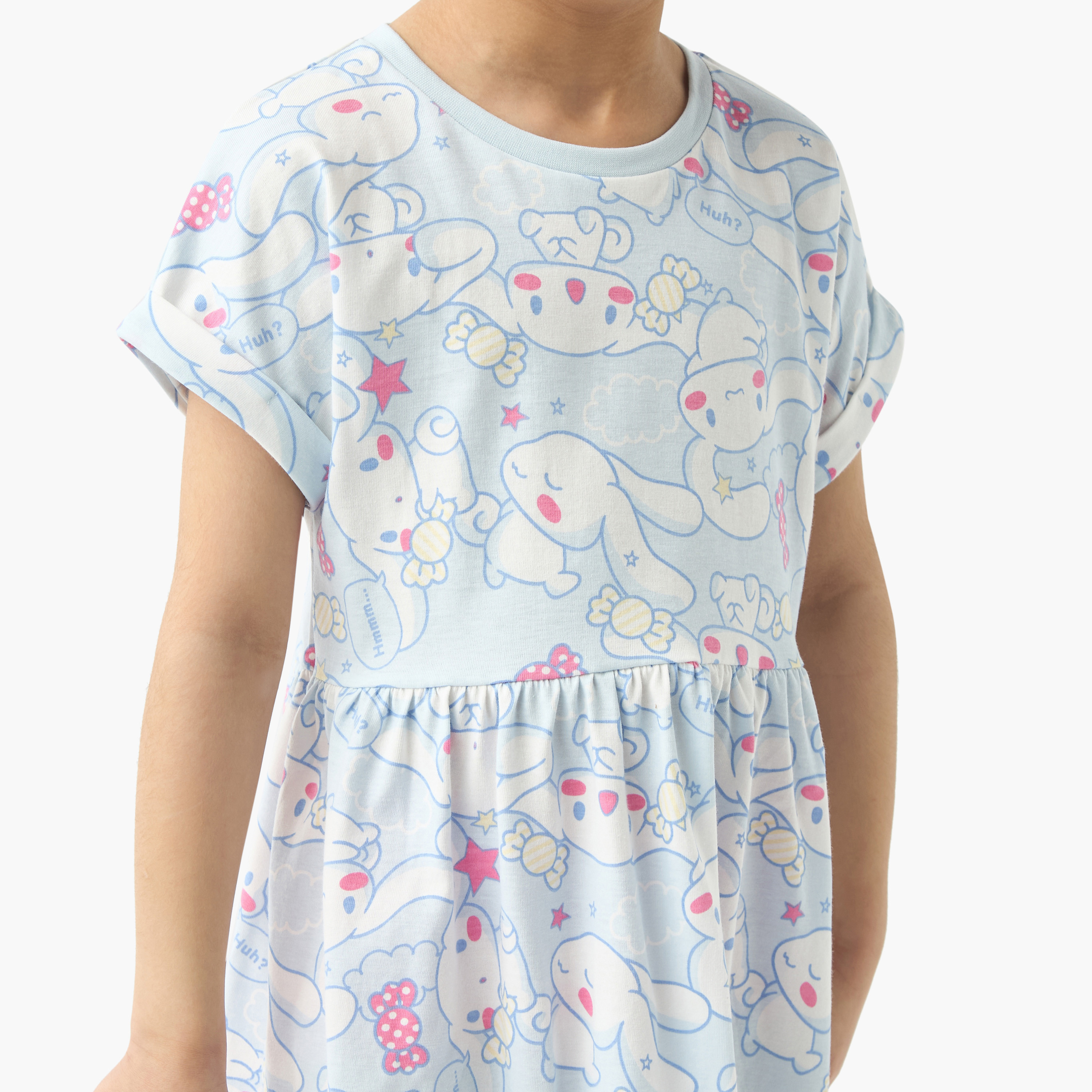 Sanrio All-Over Bunny Print Dress with Extended Sleeves-girls-clothing-dressesandjumpsuits-image-4