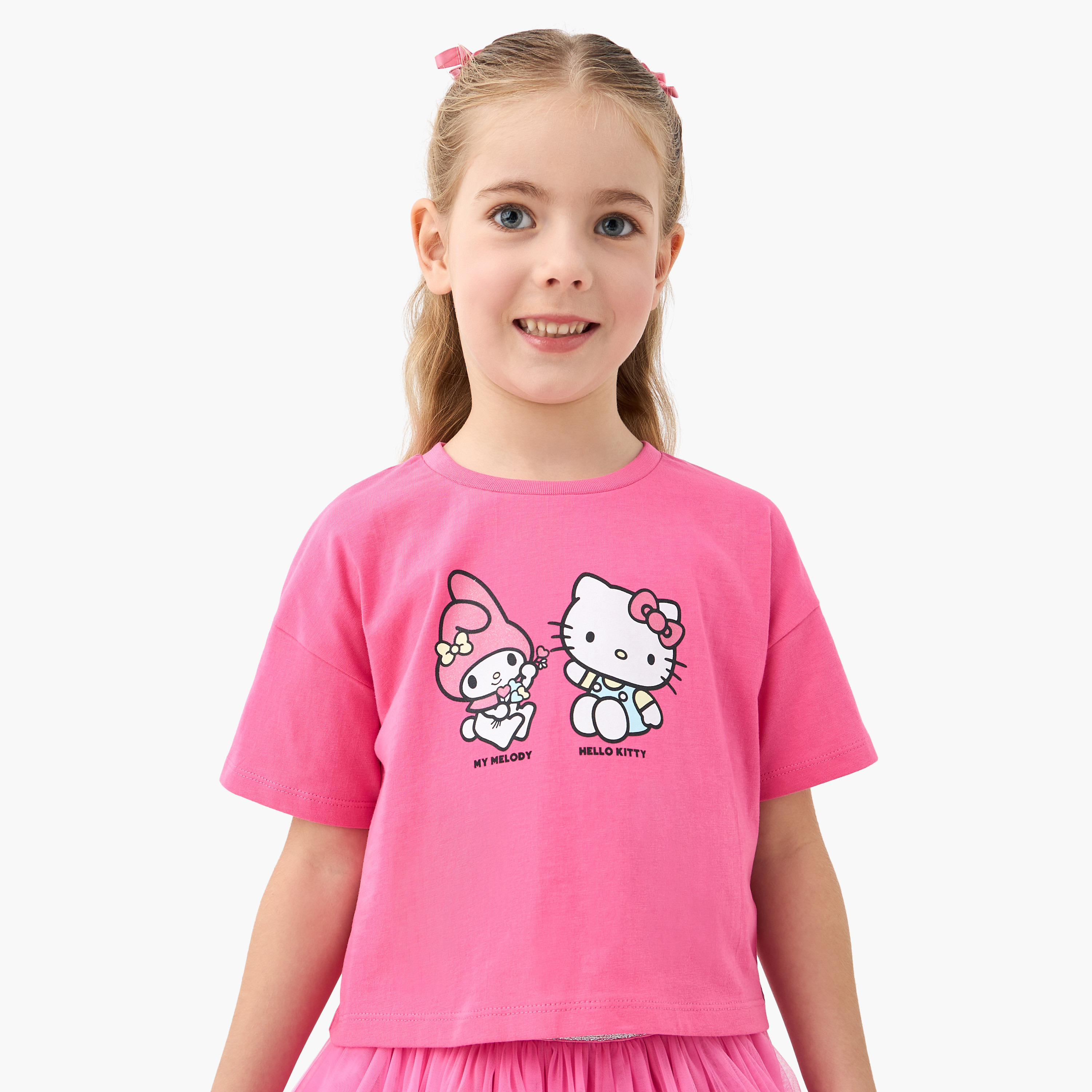 طقم تيشيرت وتنورة بطبعات هالو كيتي من سانريو-baby-girls-clothing-setsandcoords-image-2