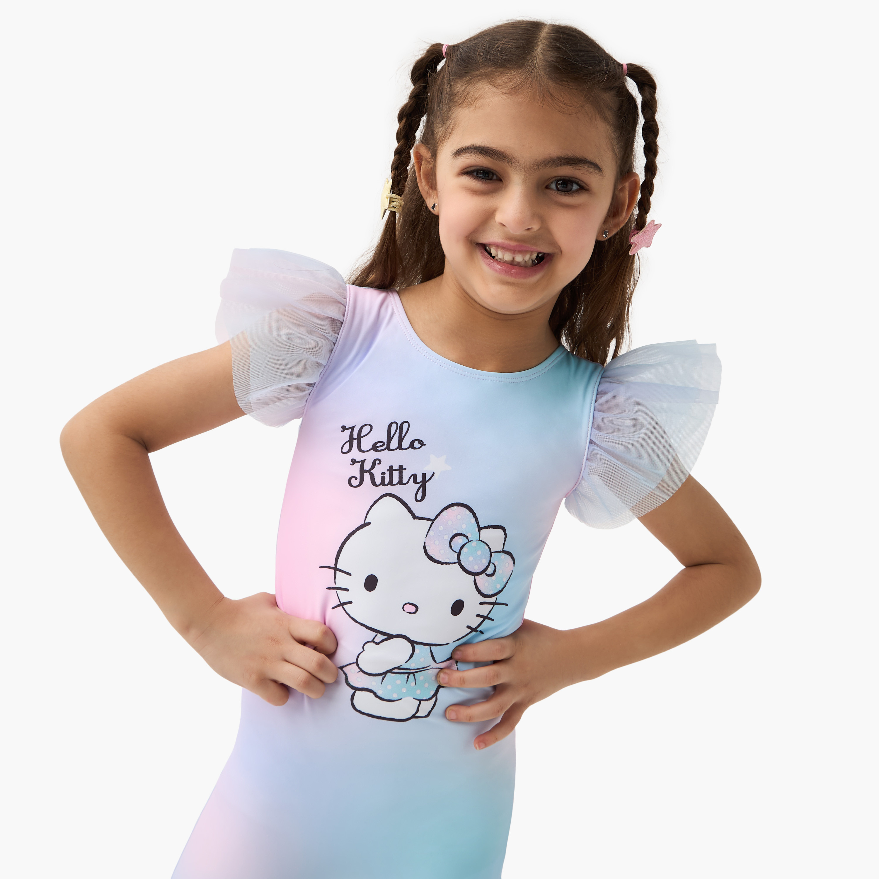 Sanrio Hello Kitty Print Swimsuit with Ruffles-girls-clothing-sportswear-swimwear-image-2