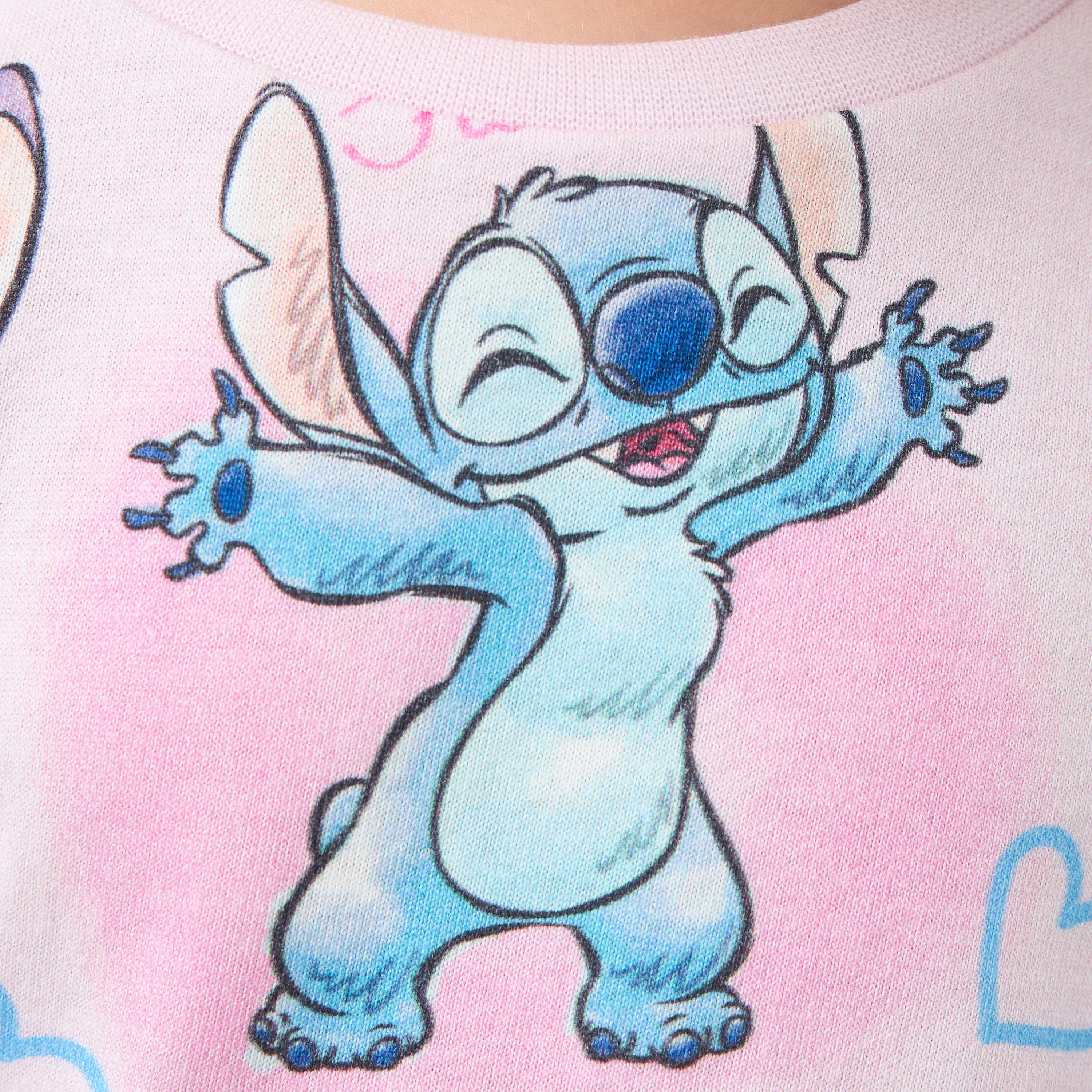 Disney All-Over Stitch and Angel Print T-Shirt with Short Sleeves-girls-clothing-tshirts-image-5