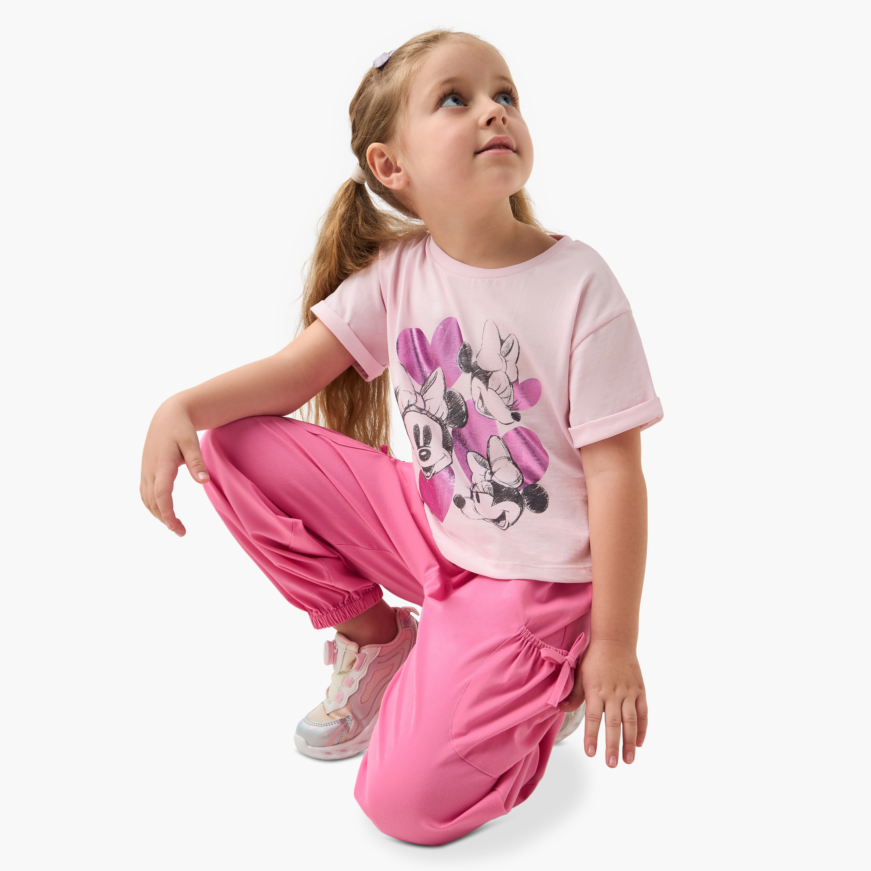 Disney Minnie Mouse Print T-shirt with Short Sleeves-girls-clothing-tshirts-image-2