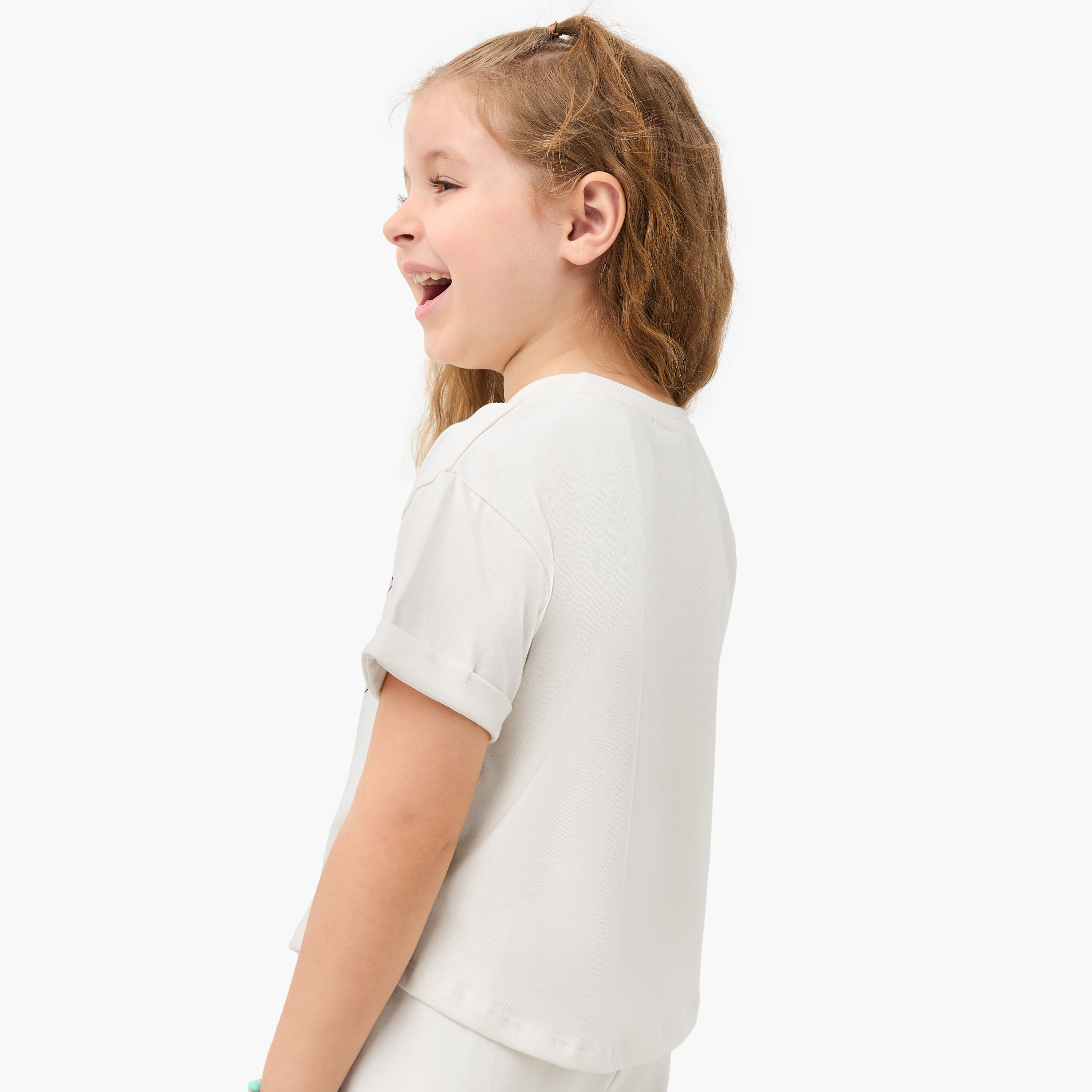 Disney Stitch Print T-shirt with Short Sleeves-girls-clothing-tshirts-image-3