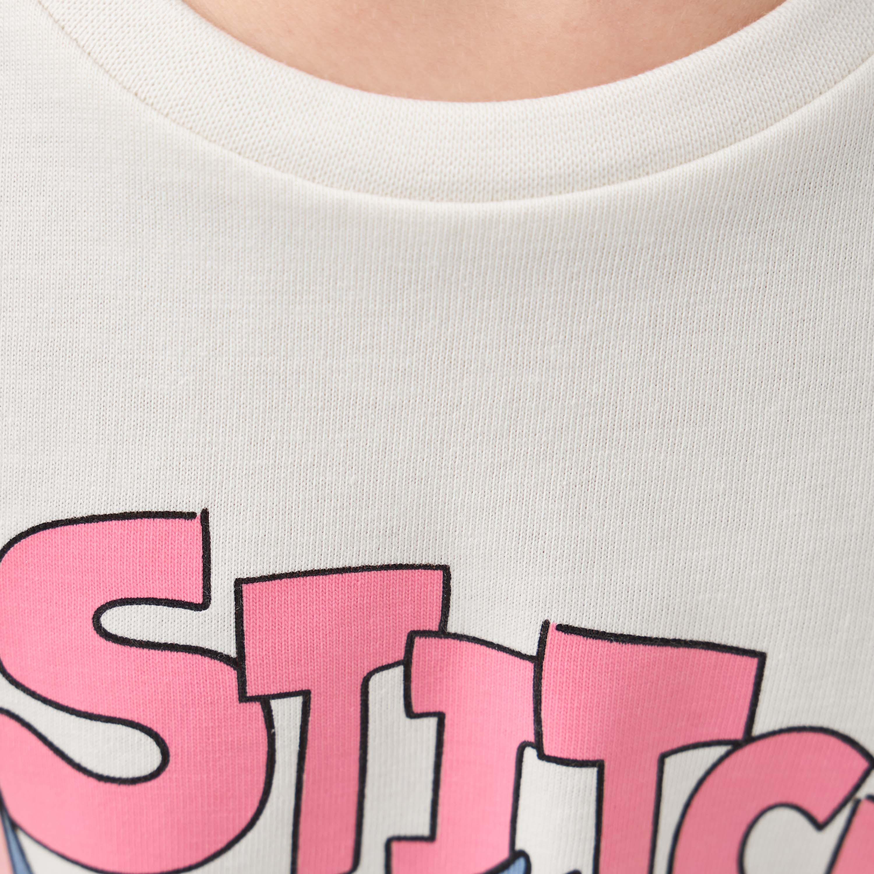Disney Stitch Print T-shirt with Short Sleeves-girls-clothing-tshirts-image-5
