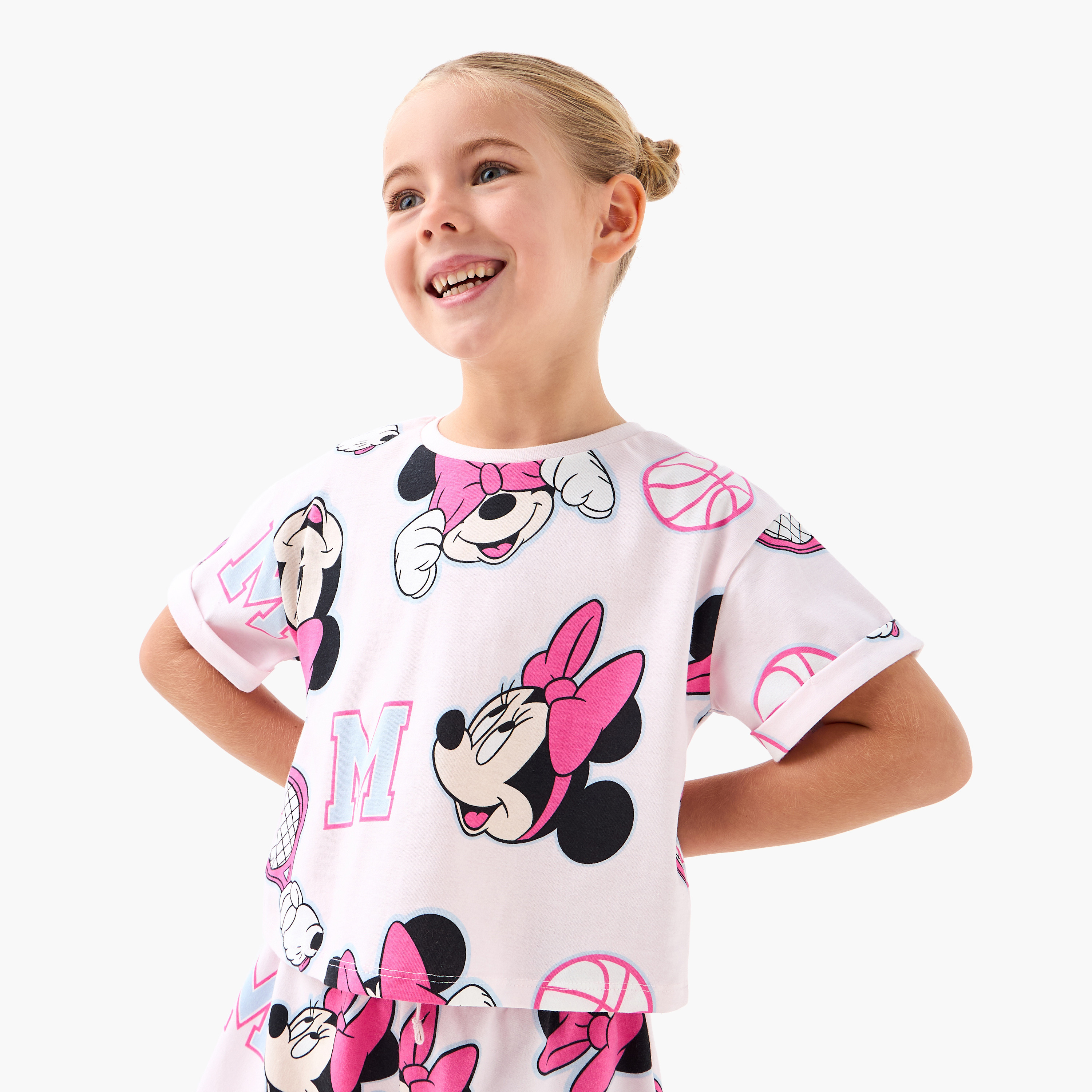 تيشيرتات بطبعات ميني ماوس وأكمام قصيرة من ديزني - طقم من قطعتين-baby-girls-clothing-tshirts-image-7