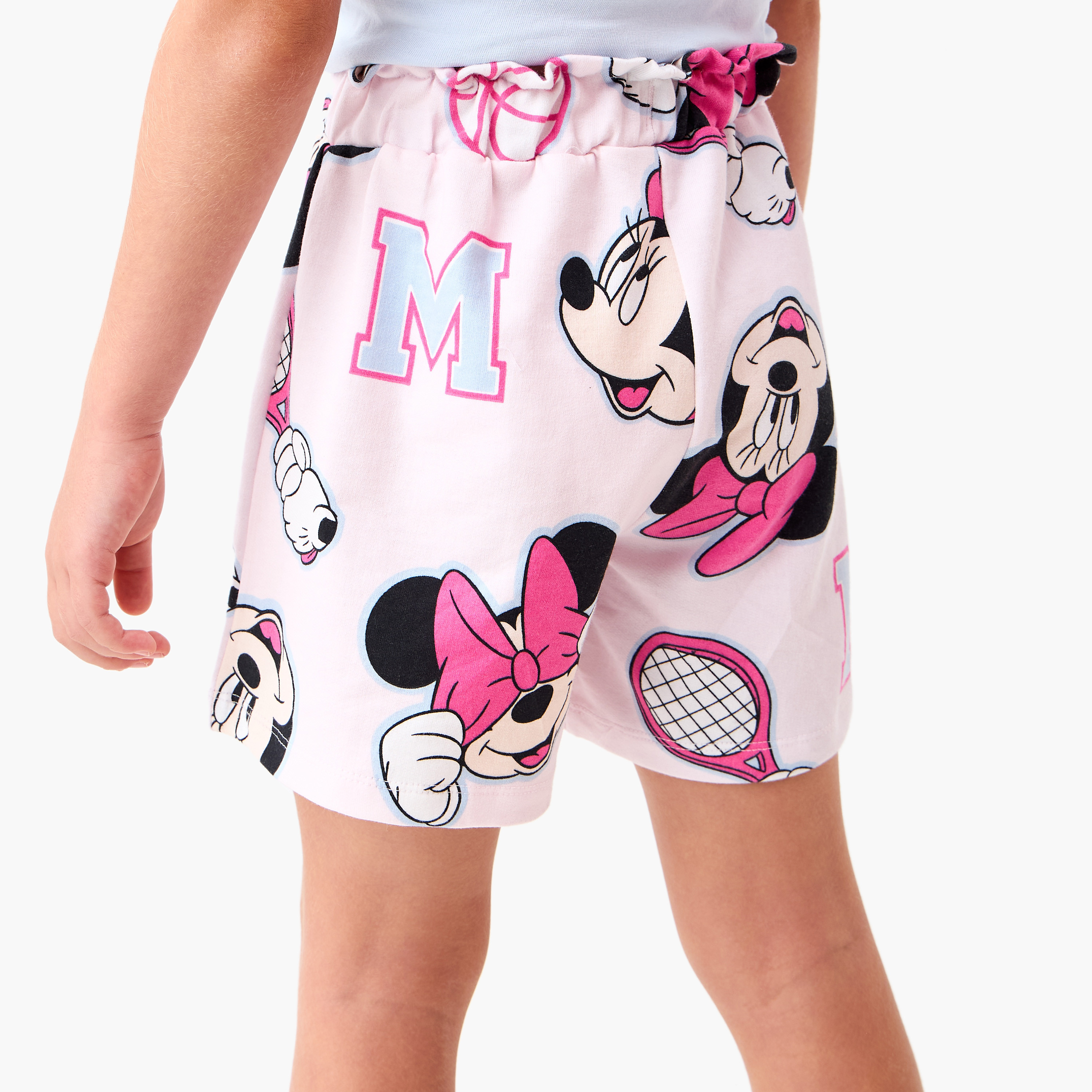 Dinsey Minnie Mouse Print Shorts with Drawstring Closure-girls-clothing-bottoms-shorts-image-3