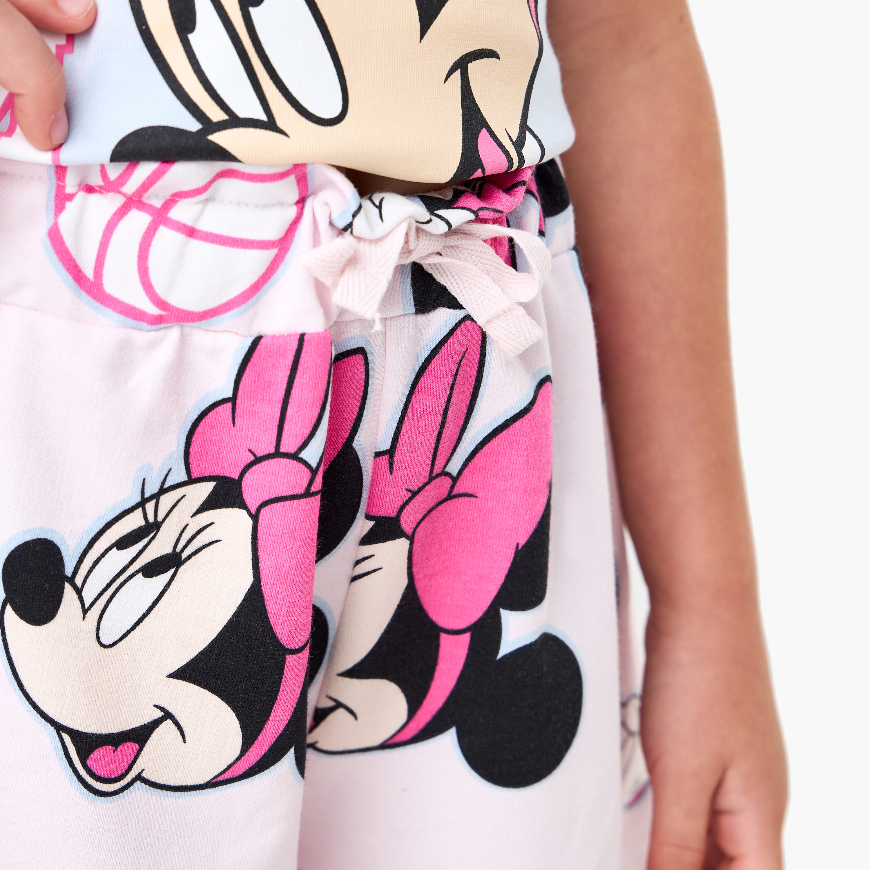 Dinsey Minnie Mouse Print Shorts with Drawstring Closure-girls-clothing-bottoms-shorts-image-4