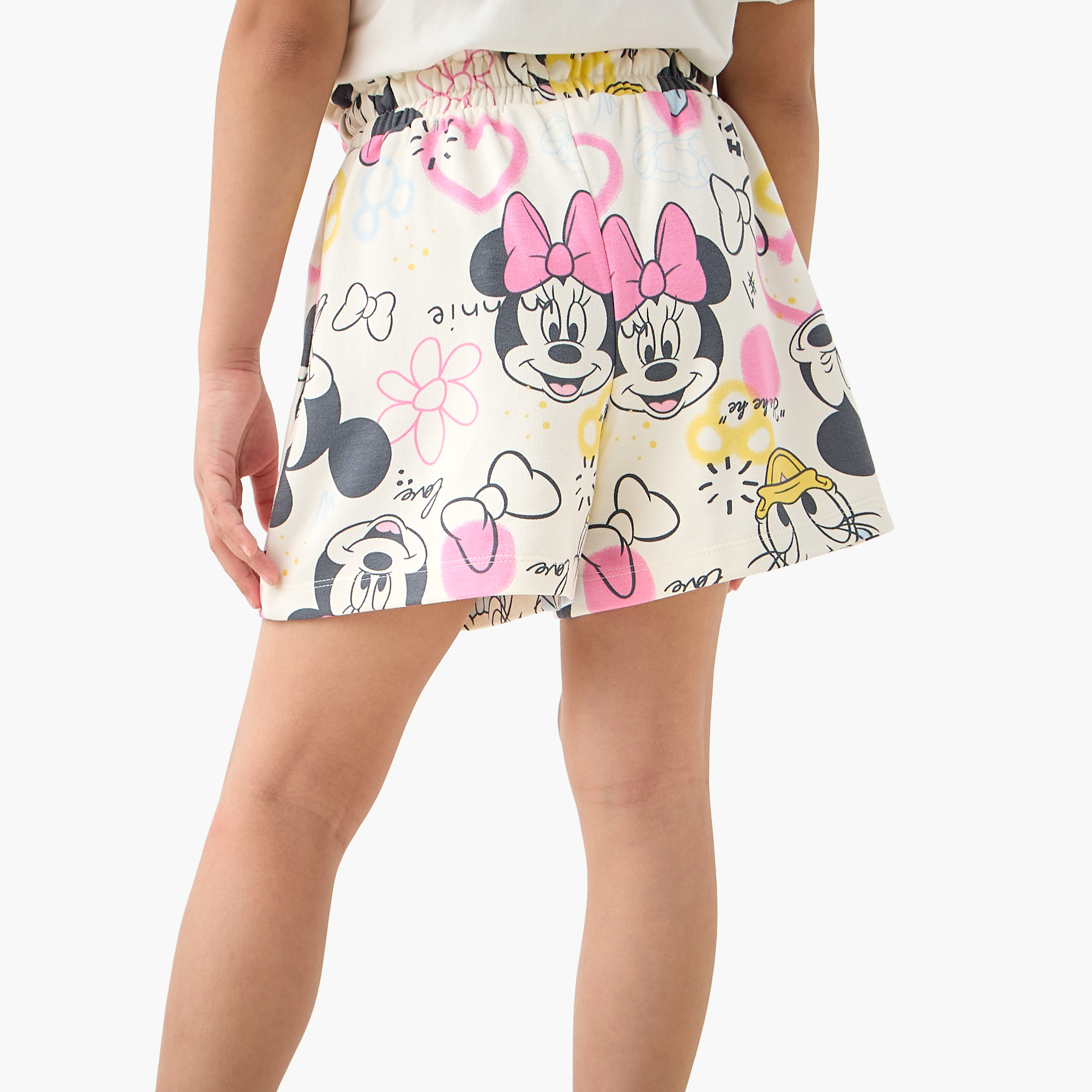 Disney Mickey and Minnie Mouse Print Shorts with Drawstring Closure-girls-clothing-bottoms-shorts-image-3
