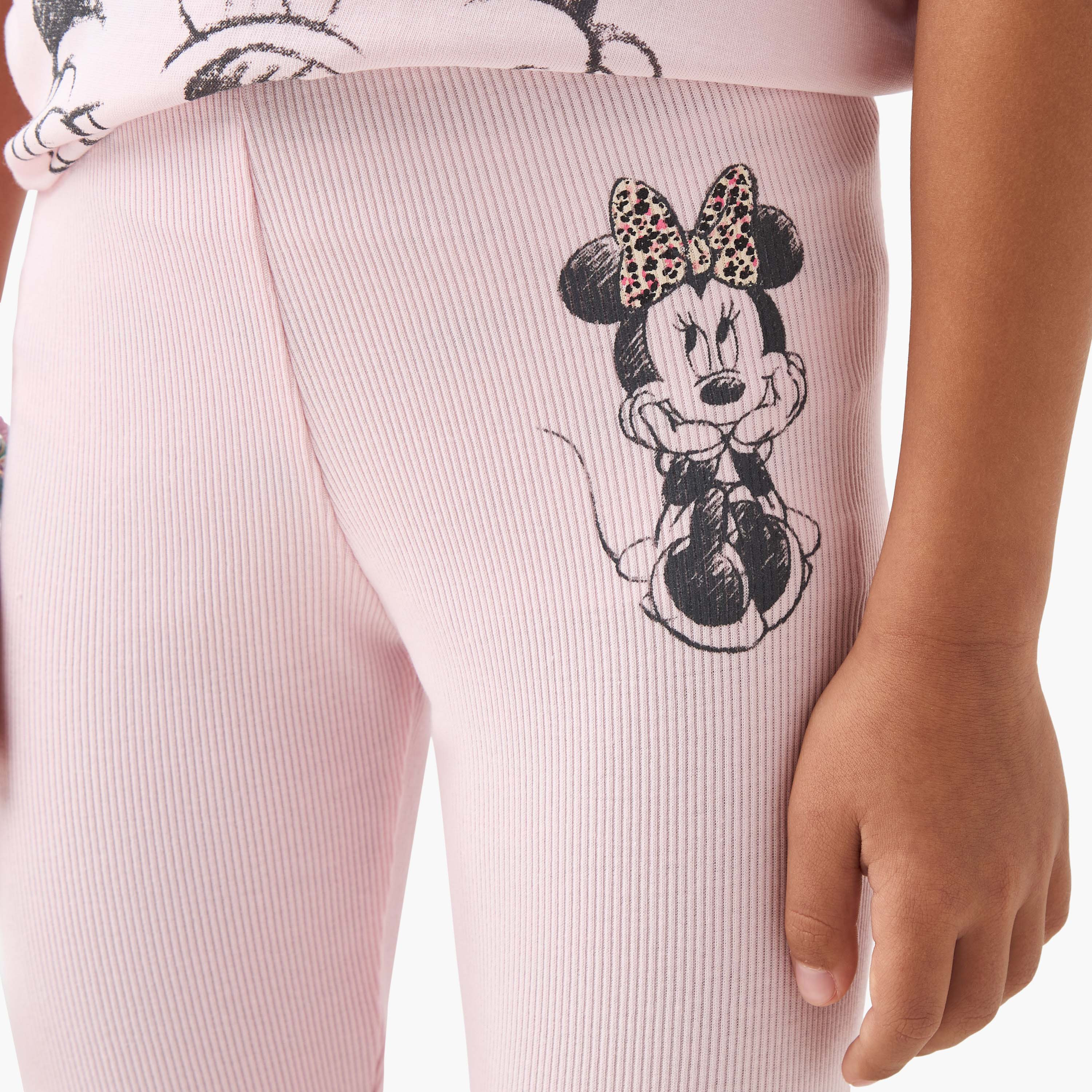 Disney Minnie Mouse Print Ribbed Leggings-girls-clothing-bottoms-leggings-image-4