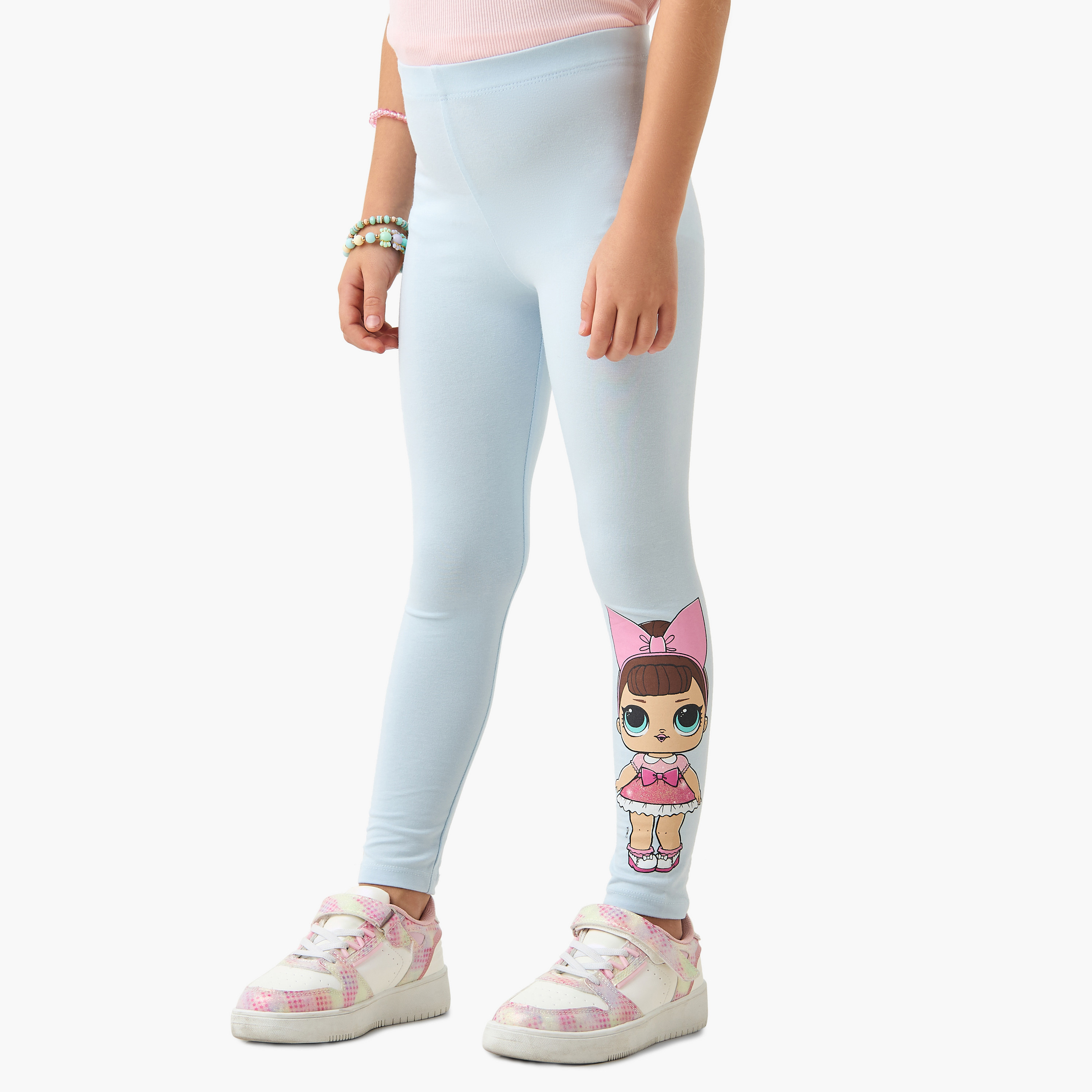 بنطلون ليقنز بخصر مطاطي وطبعات إل أو إل سربرايز-baby-girls-clothing-bottoms-leggings-image-1