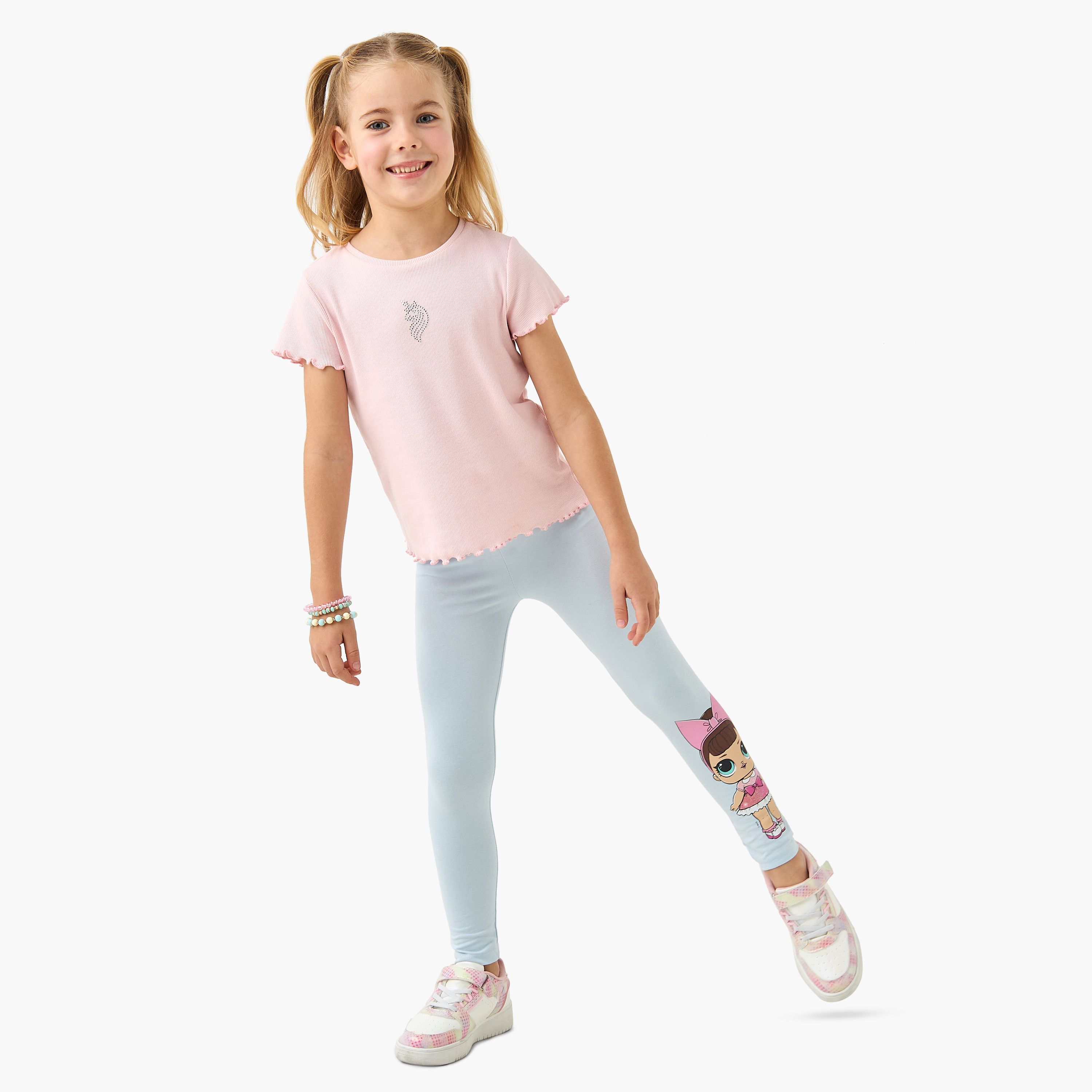 بنطلون ليقنز بخصر مطاطي وطبعات إل أو إل سربرايز-girls-clothing-bottoms-leggings-image-4