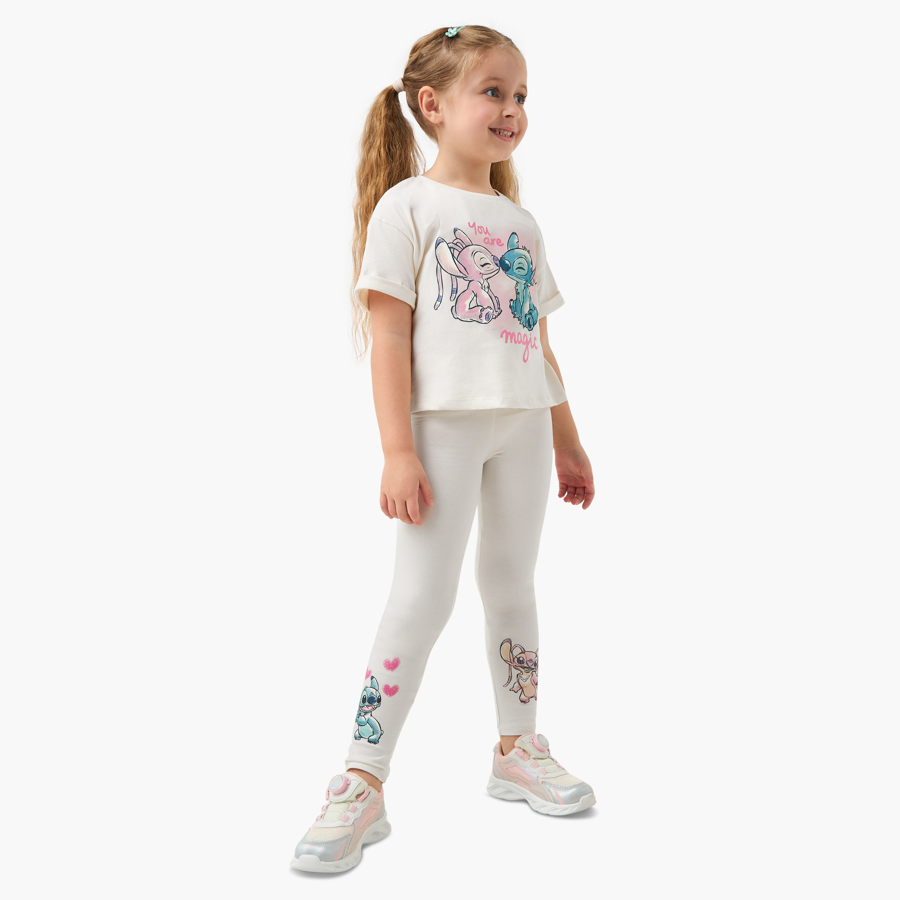 بنطلون ليقنز واسع بطبعات ستيتش وأنجل وخصر مطاطي من ديزني-girls-clothing-bottoms-leggings-image-4