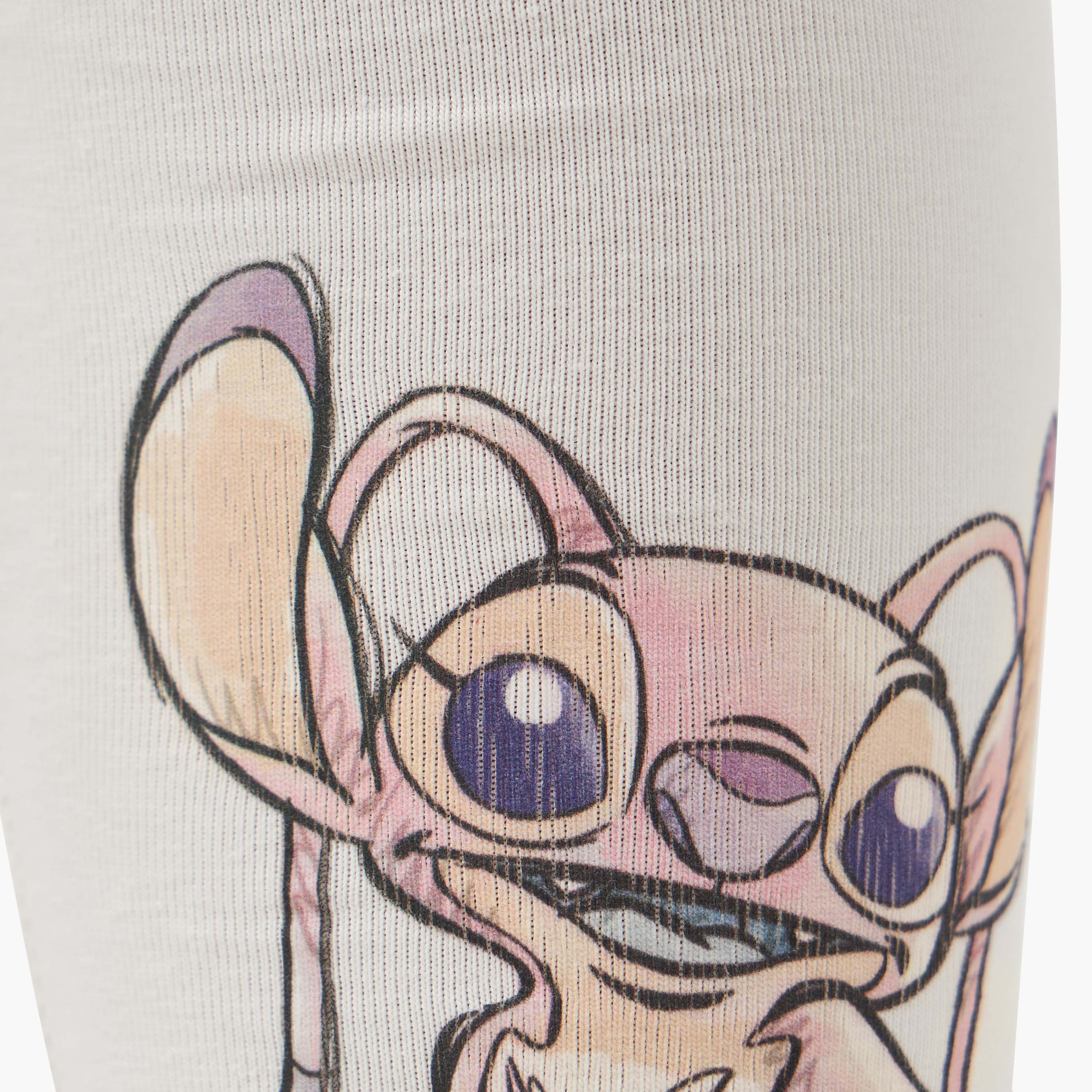 بنطلون ليقنز واسع بطبعات ستيتش وأنجل وخصر مطاطي من ديزني-girls-clothing-bottoms-leggings-image-1