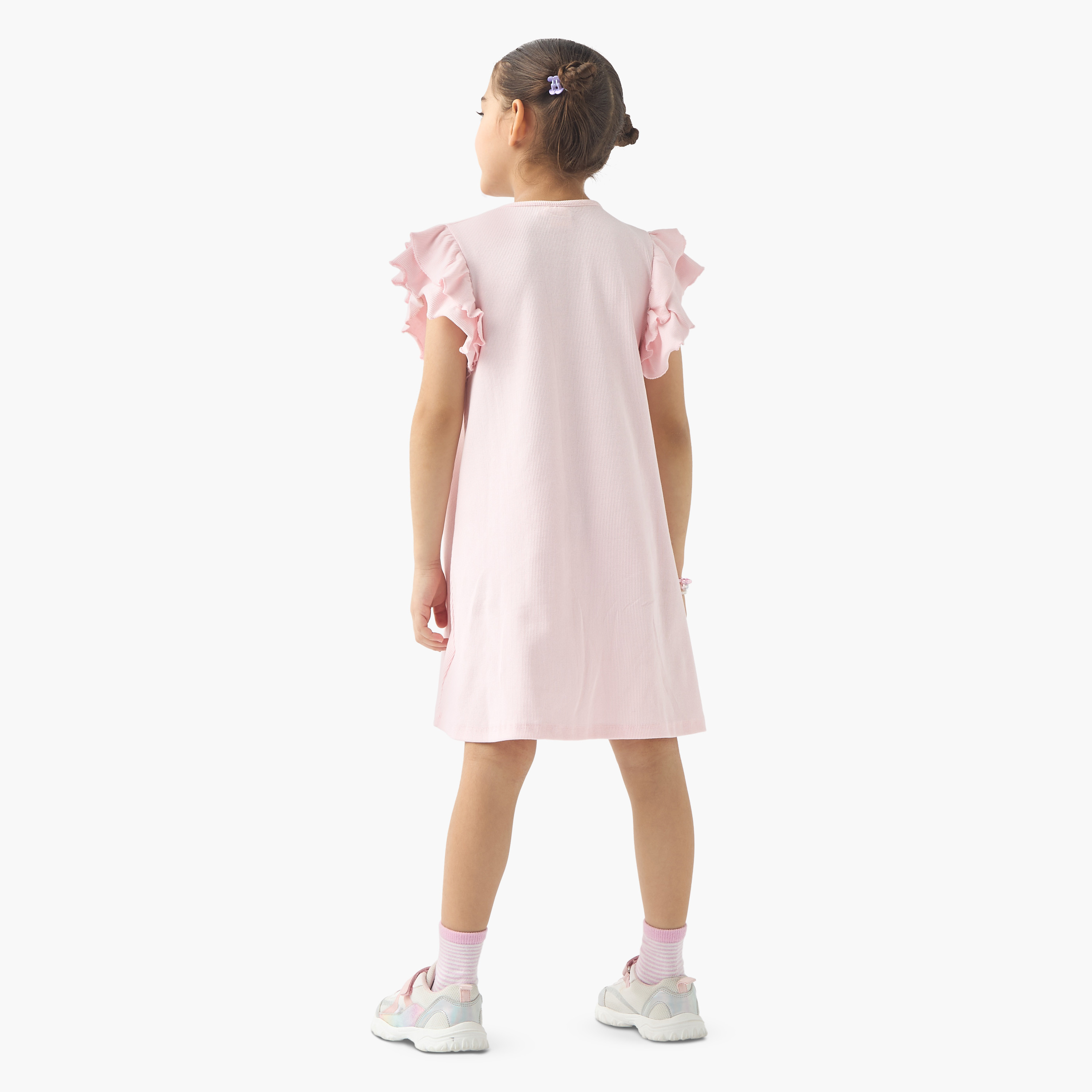فستان بأكمام واسعة وياقة مستديرة وطبعات من ديزني-girls-clothing-dressesandjumpsuits-image-3