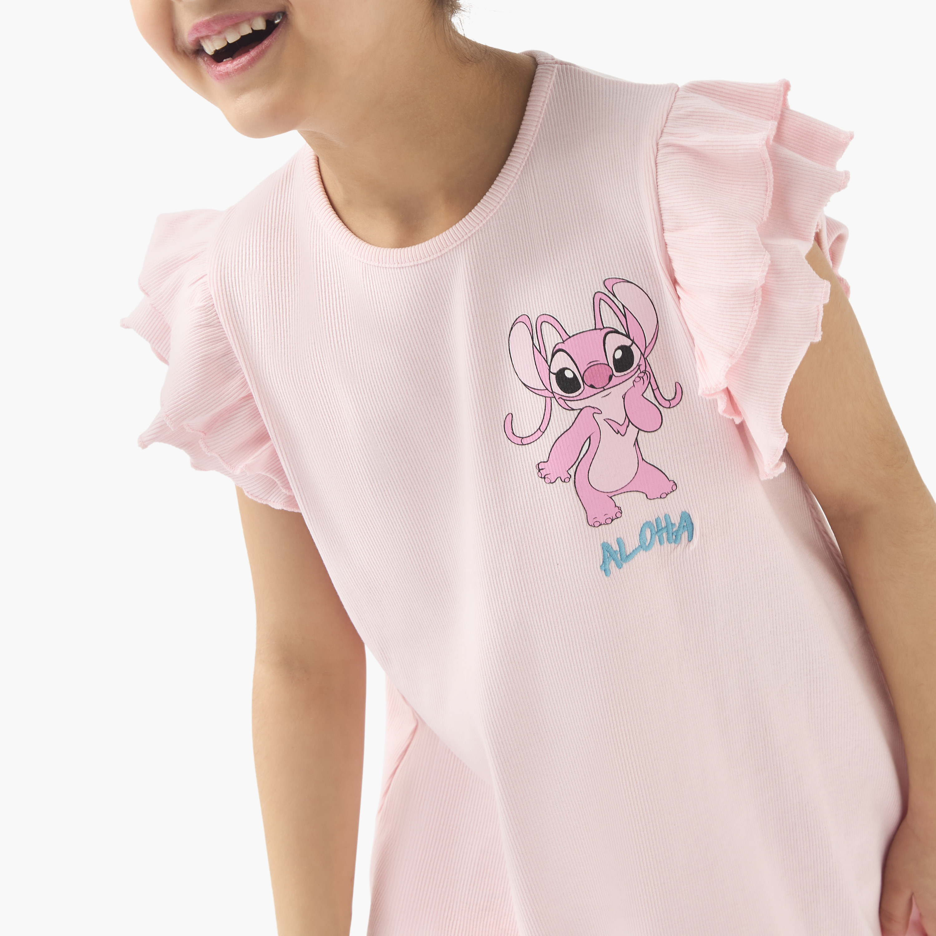 فستان بأكمام واسعة وياقة مستديرة وطبعات من ديزني-girls-clothing-dressesandjumpsuits-image-4