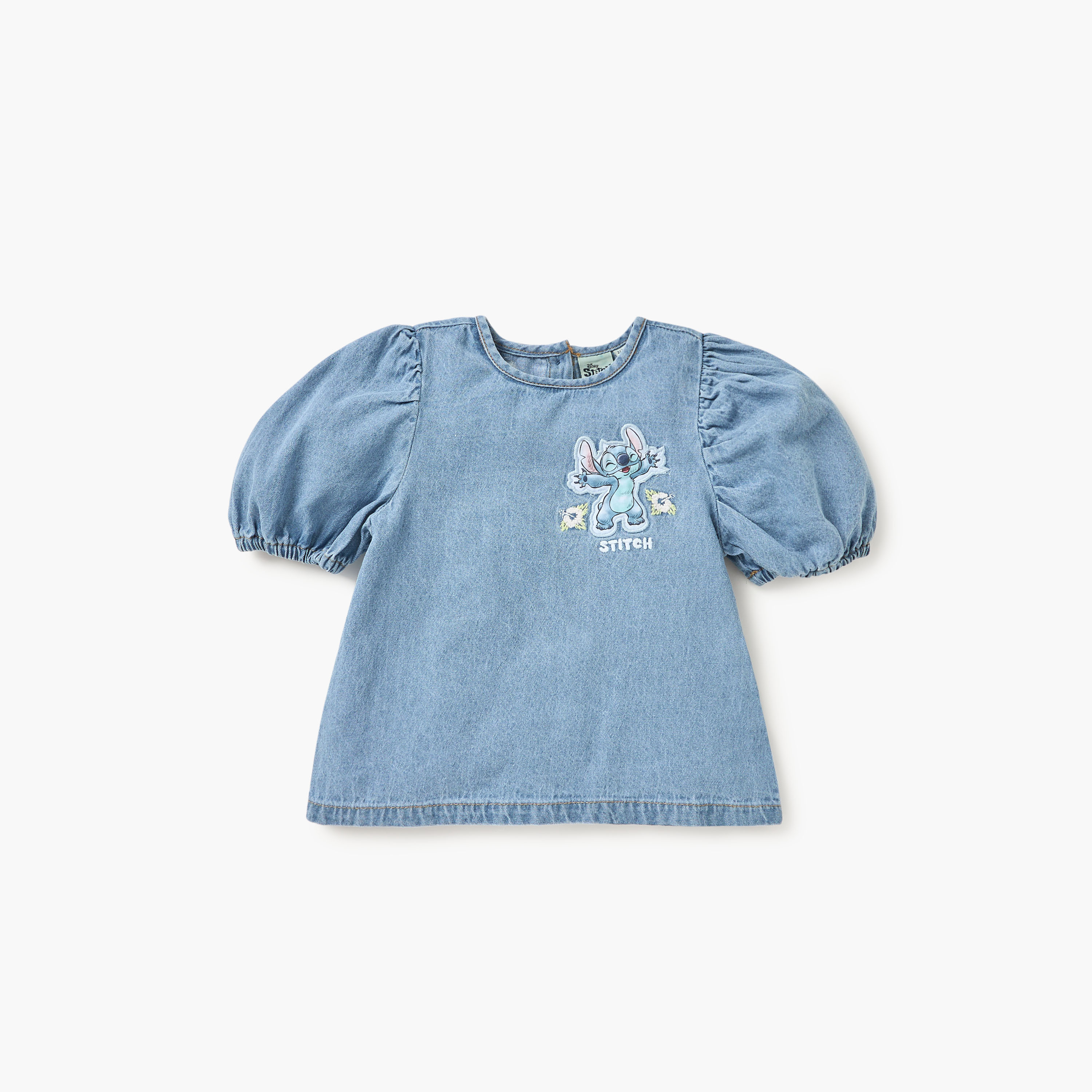Disney Stitch Print Denim Top and Shorts Set-baby-girls-clothing-setsandcoords-image-2