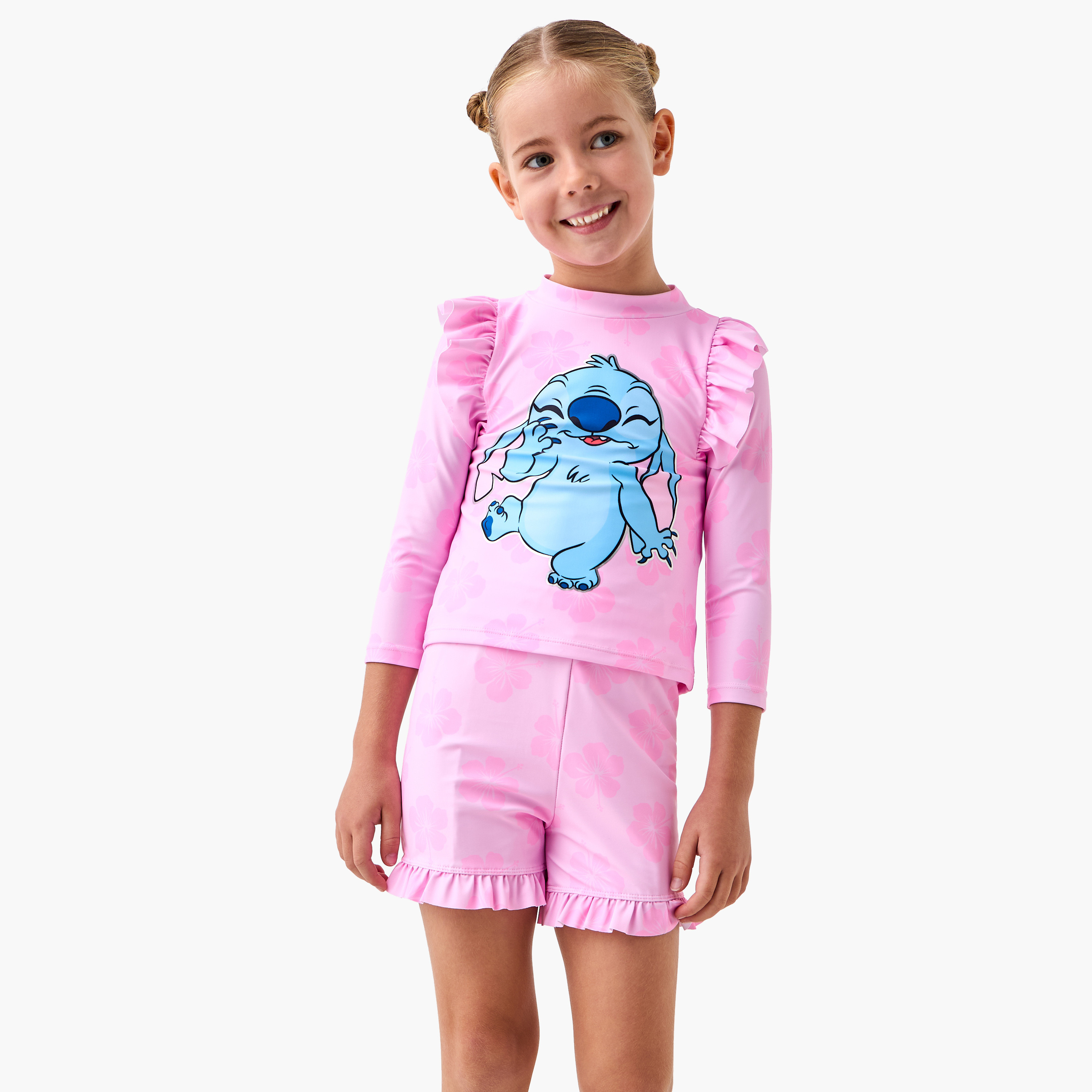 طقم تيشيرت وشورت سباحة بطبعات من ديزني-baby-girls-clothing-swimwear-image-1