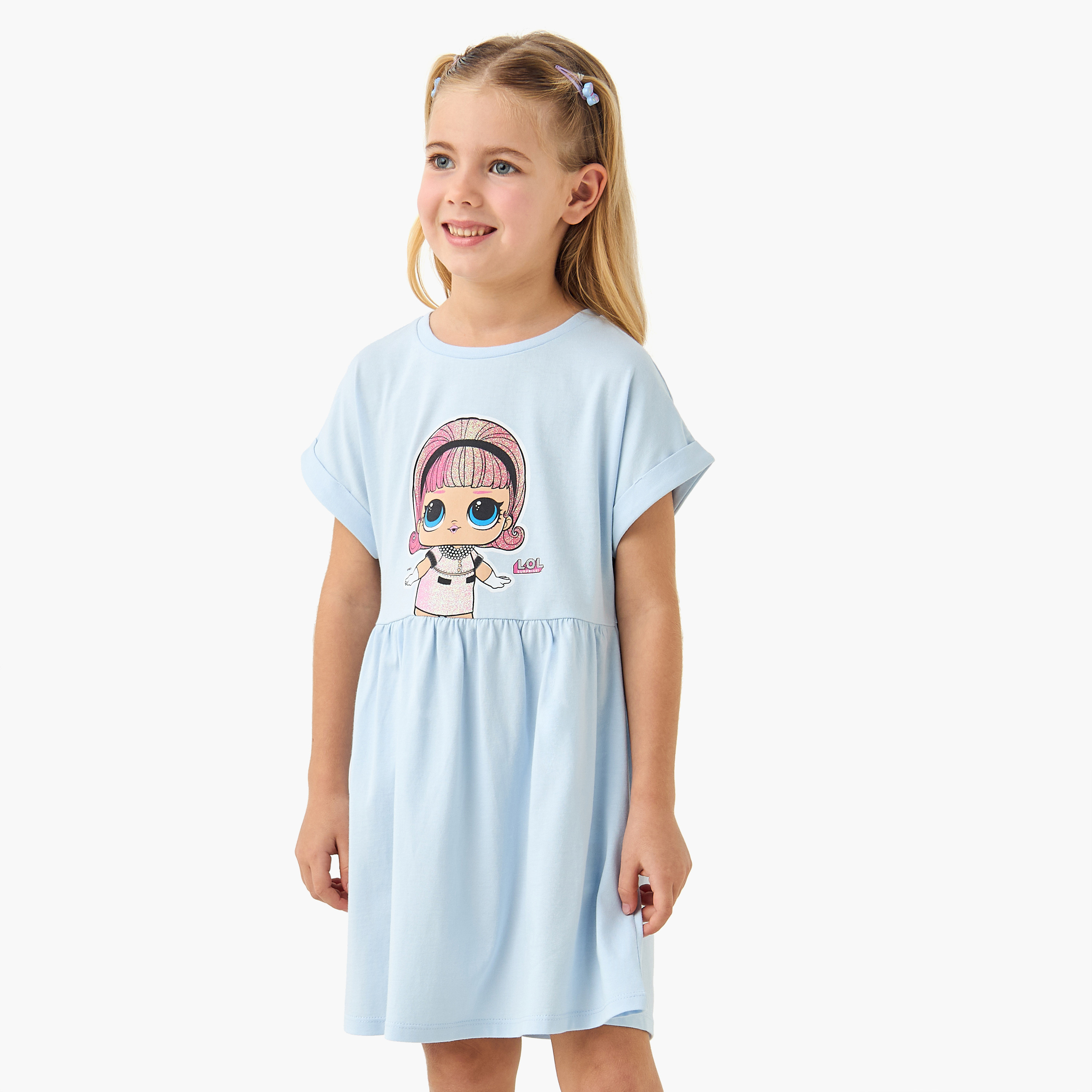 L.O.L. Surprise! Print Dress with Short Sleeves-girls-clothing-dressesandjumpsuits-image-1