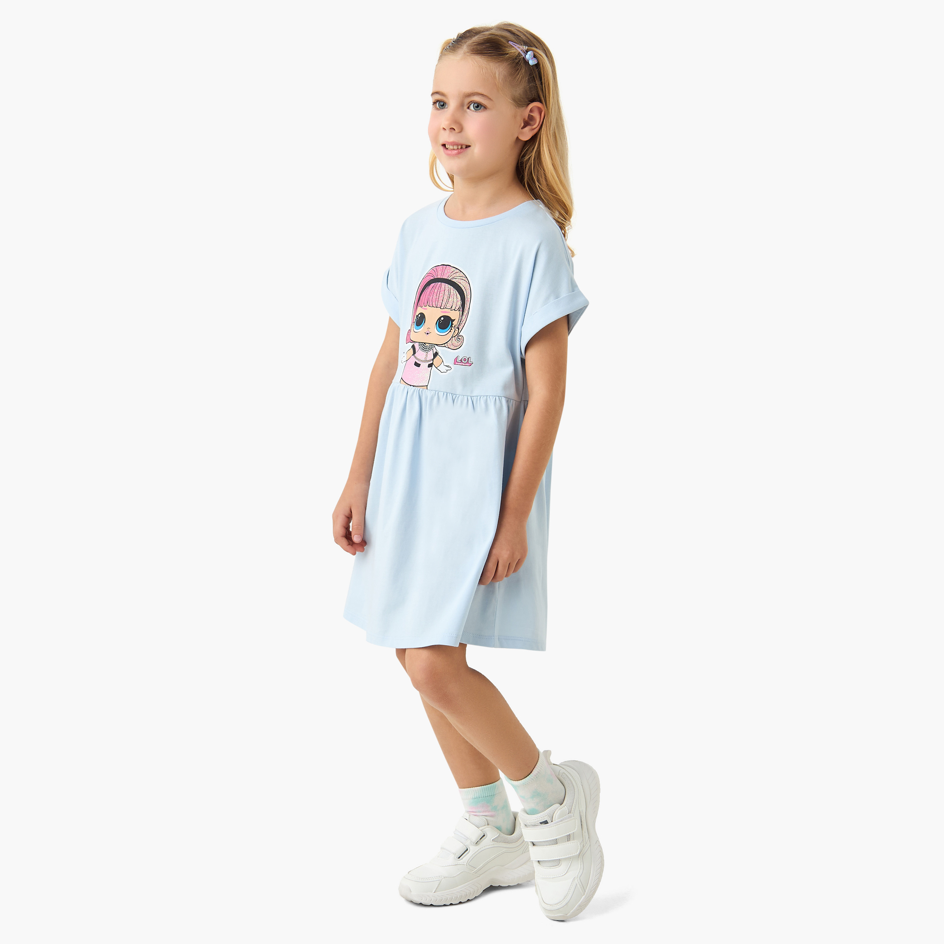 L.O.L. Surprise! Print Dress with Short Sleeves-girls-clothing-dressesandjumpsuits-image-2