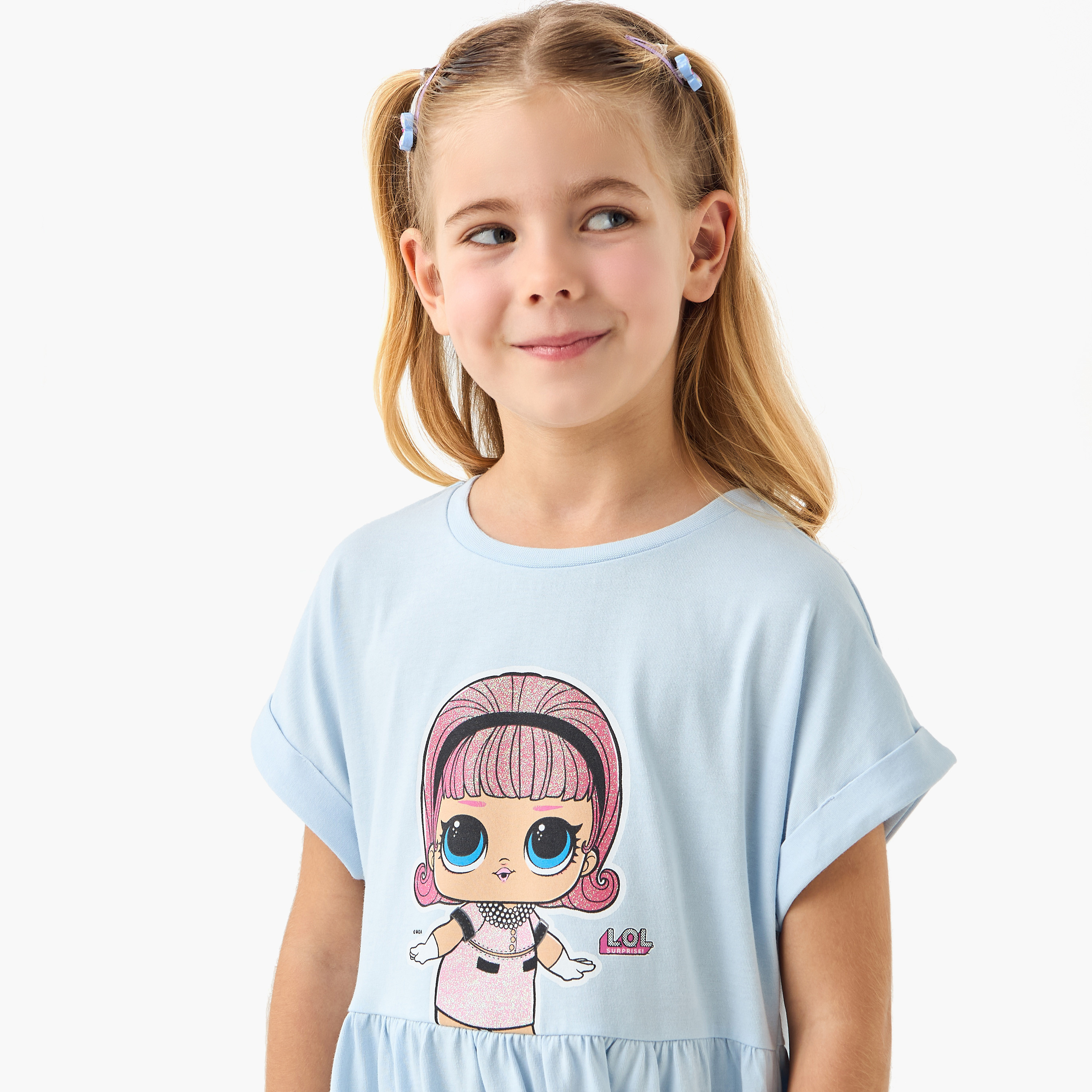 L.O.L. Surprise! Print Dress with Short Sleeves-girls-clothing-dressesandjumpsuits-image-4