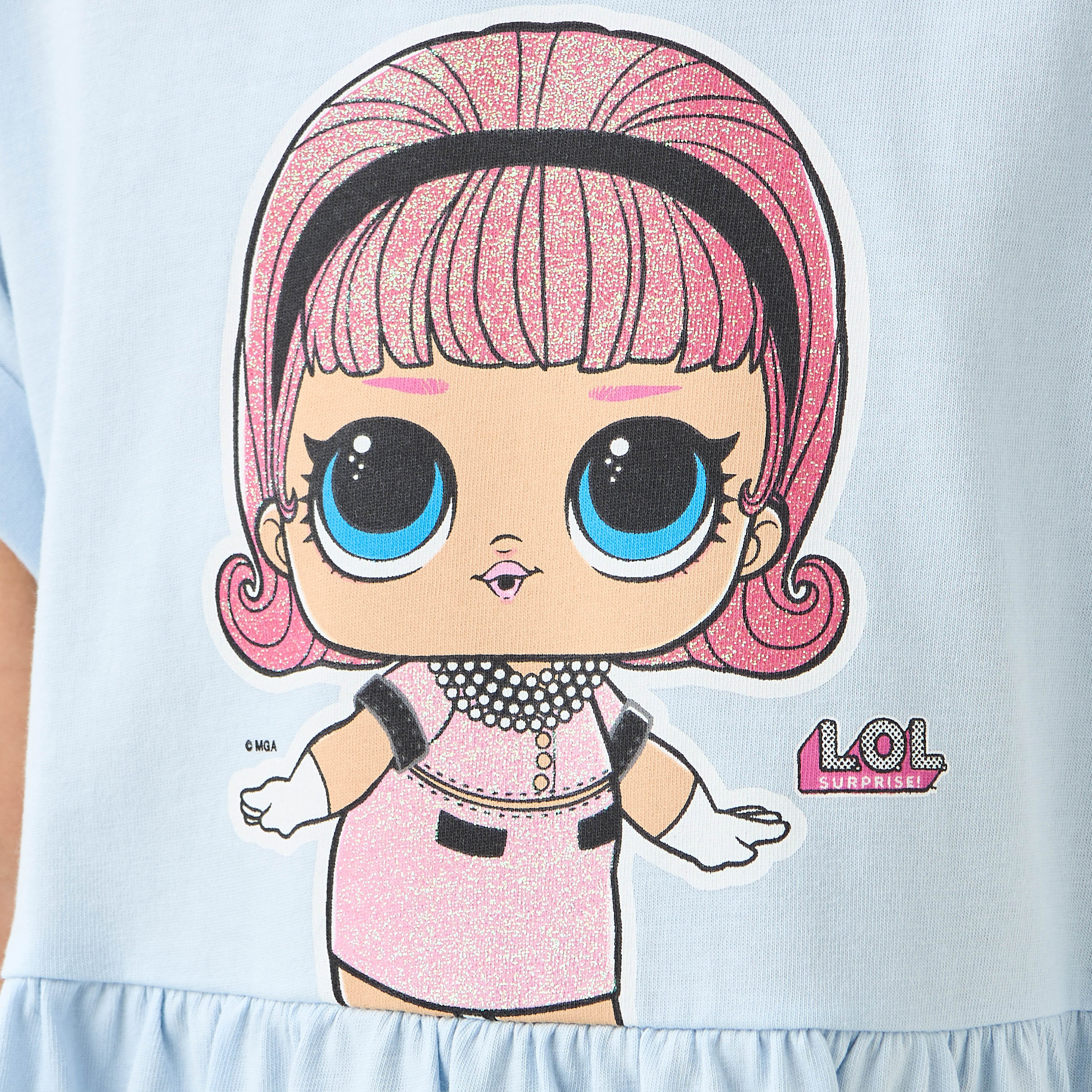 L.O.L. Surprise! Print Dress with Short Sleeves-girls-clothing-dressesandjumpsuits-image-5