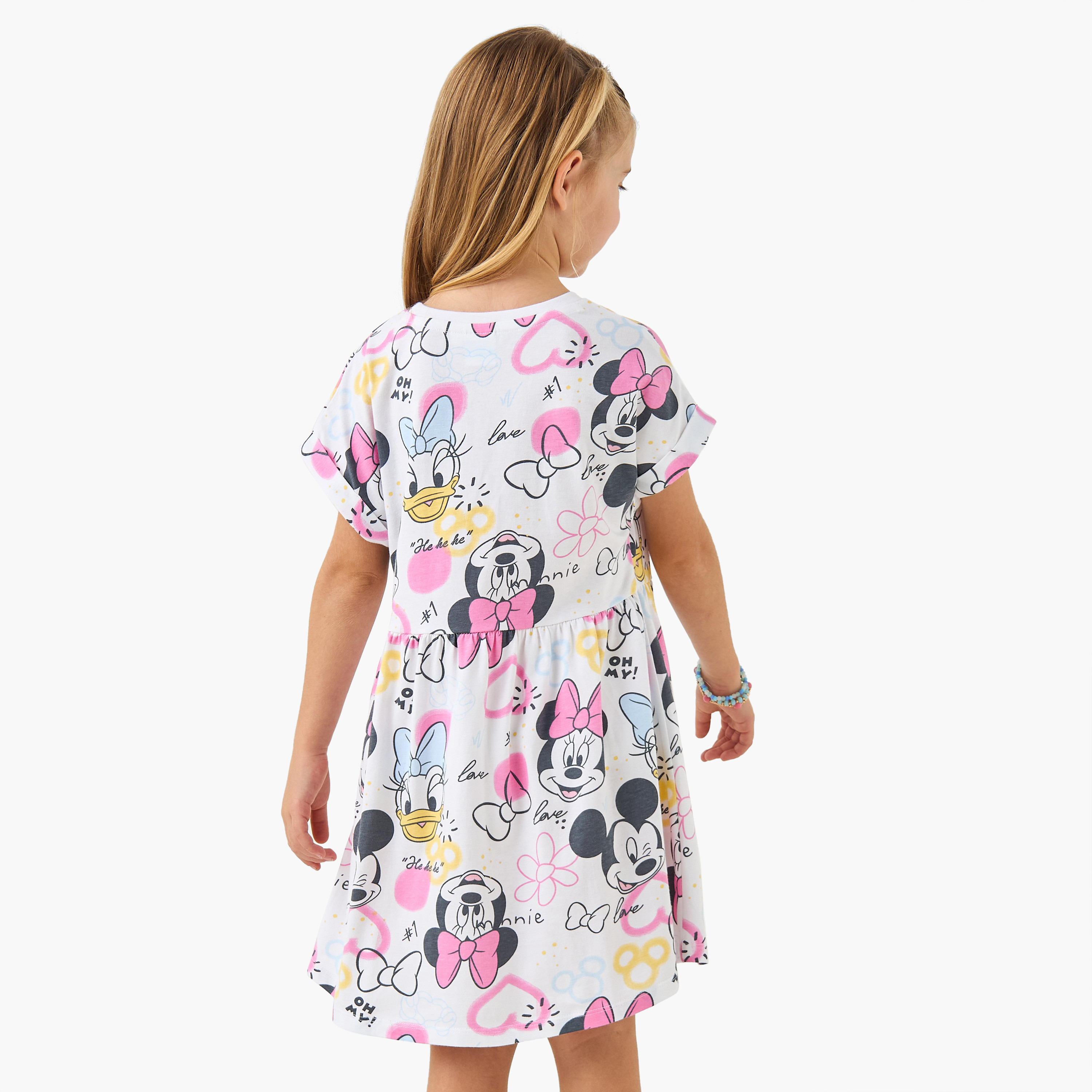 فستان بأكمام قصيرة وطبعات ميني ماوس وديزي داك من ديزني-girls-clothing-dressesandjumpsuits-image-3
