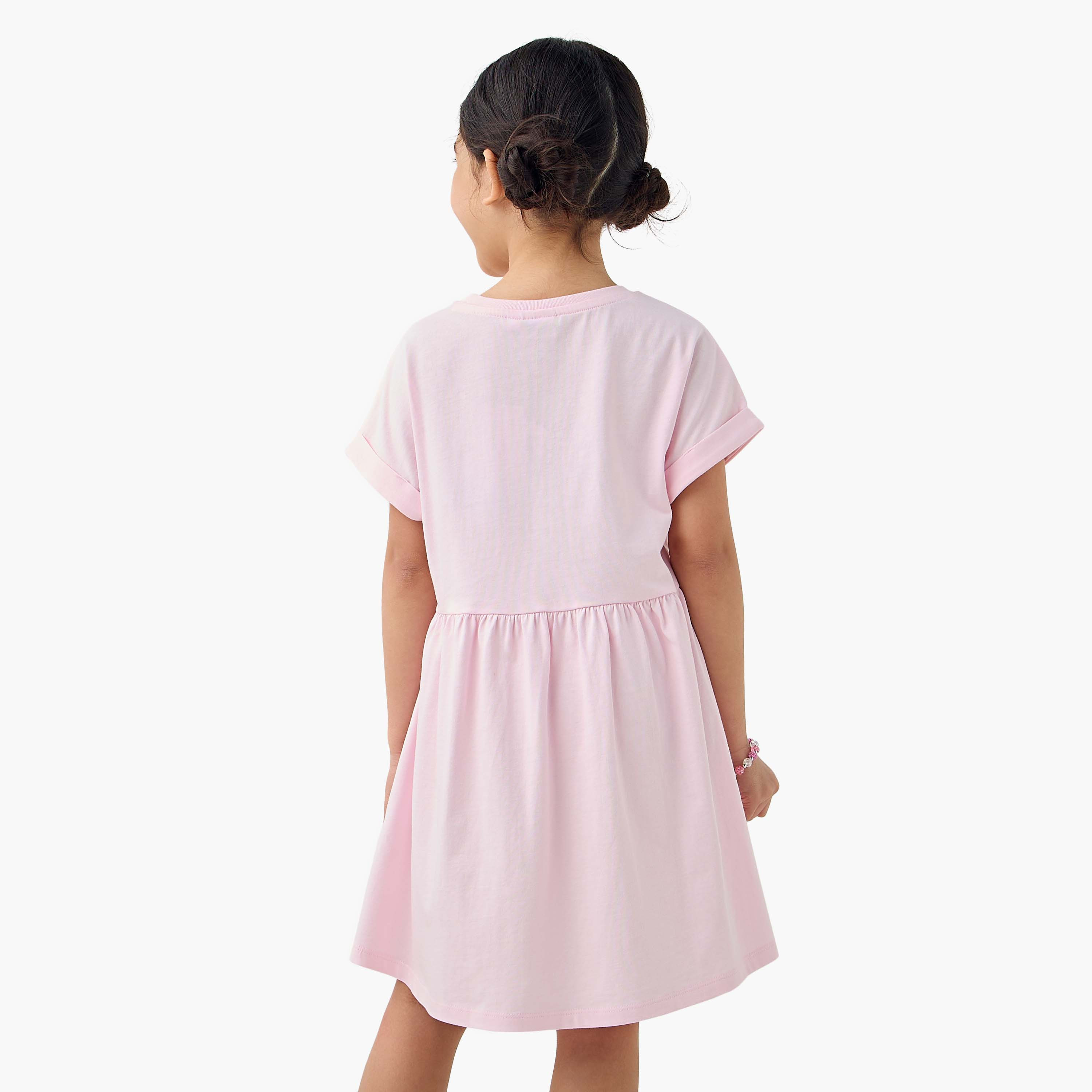 Tweety Print Dress with Short Sleeves-girls-clothing-dressesandjumpsuits-image-3