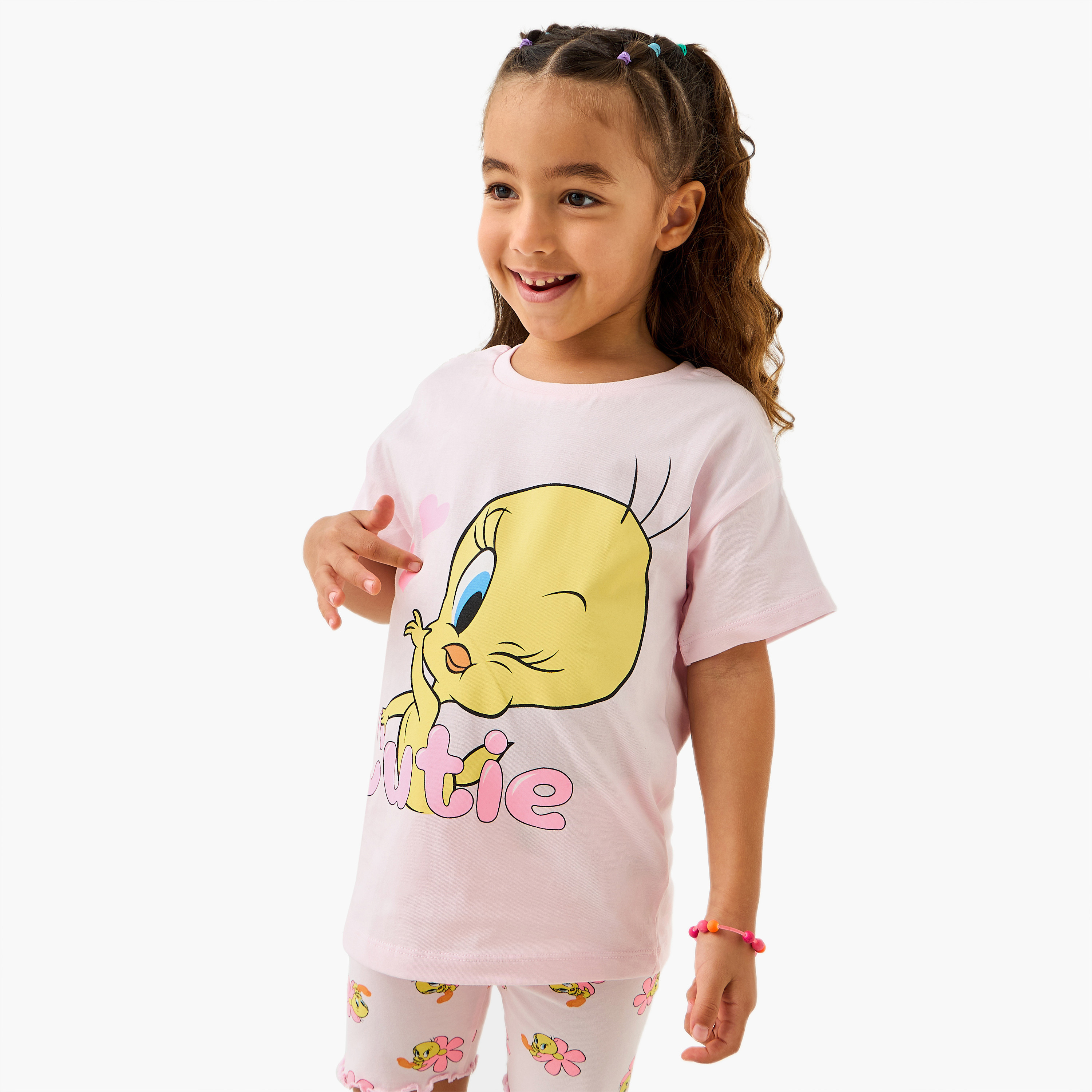 طقم تيشيرت وشورت بطبعات تويتي-baby-girls-clothing-setsandcoords-image-2