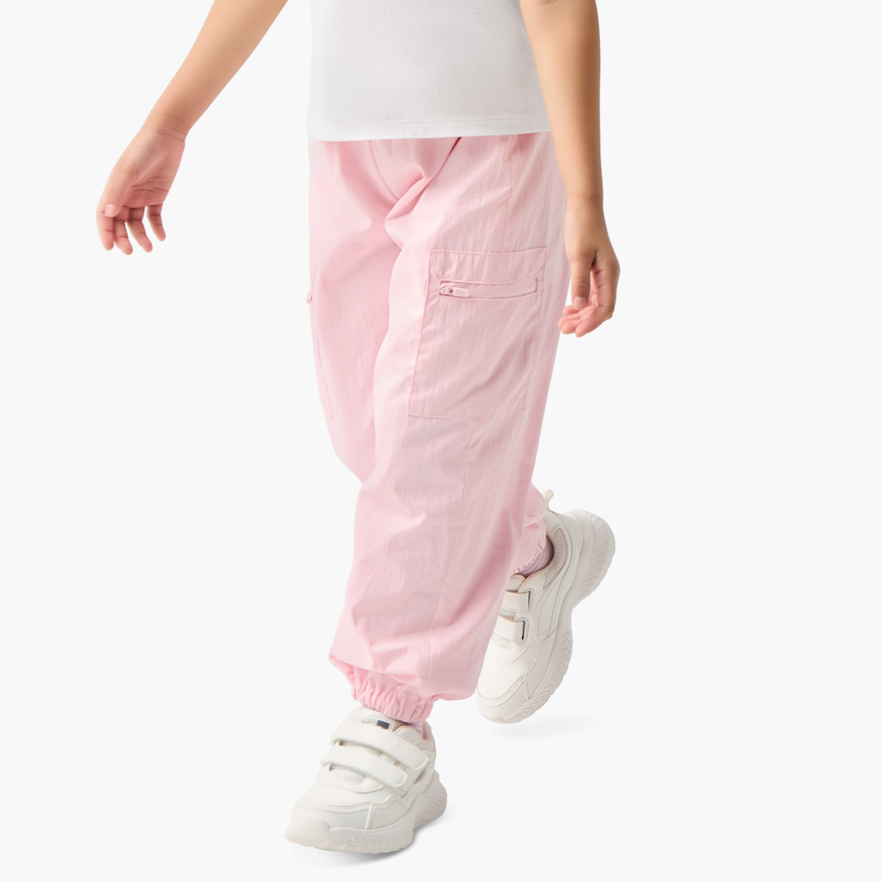 بنطلون رياضي سادة برباط إغلاق وجيوب من كابا-baby-girls-clothing-sportswear-bottoms-image-1