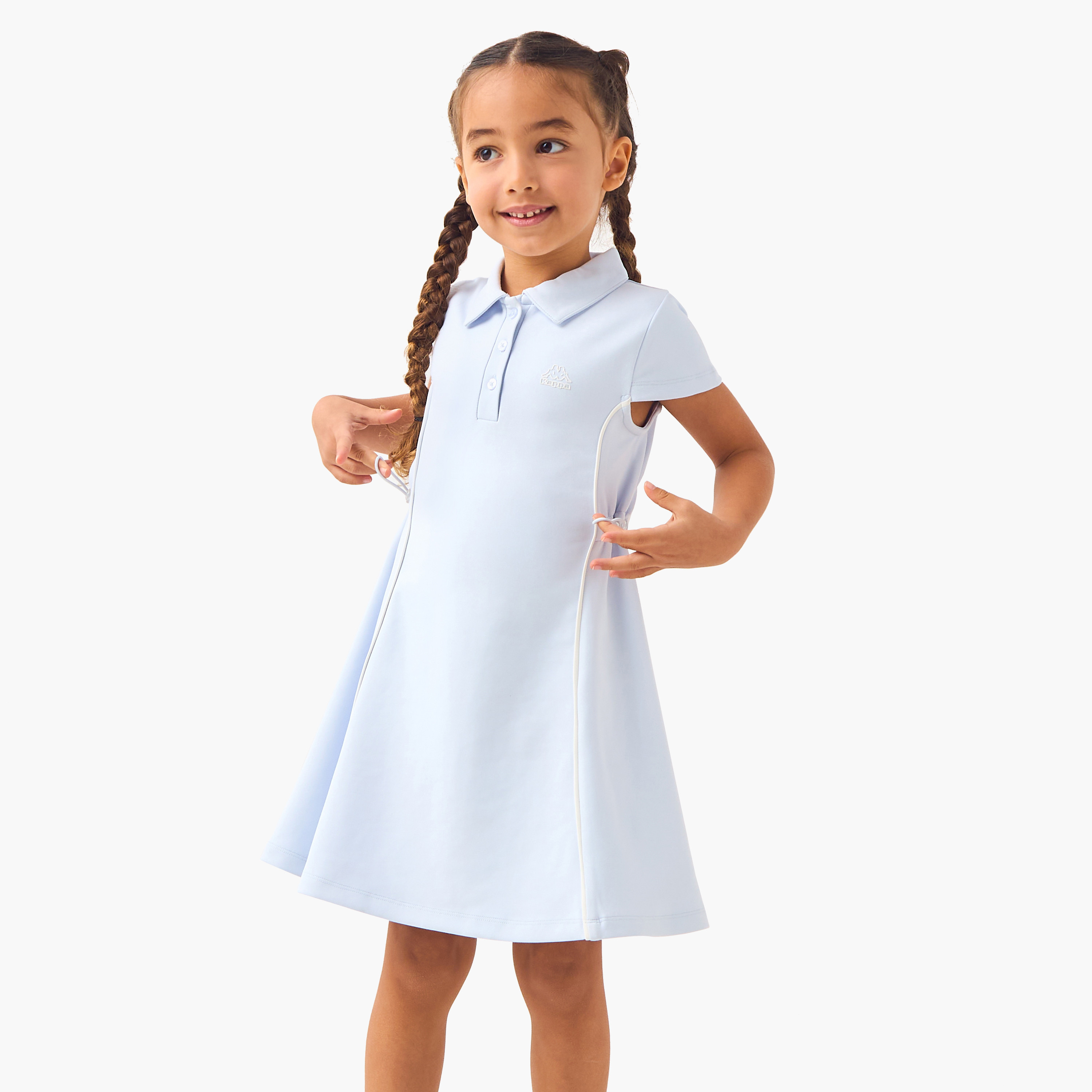 Kappa Solid Polo Dress with Collar and Toggle Detail-girls-clothing-dressesandjumpsuits-image-2
