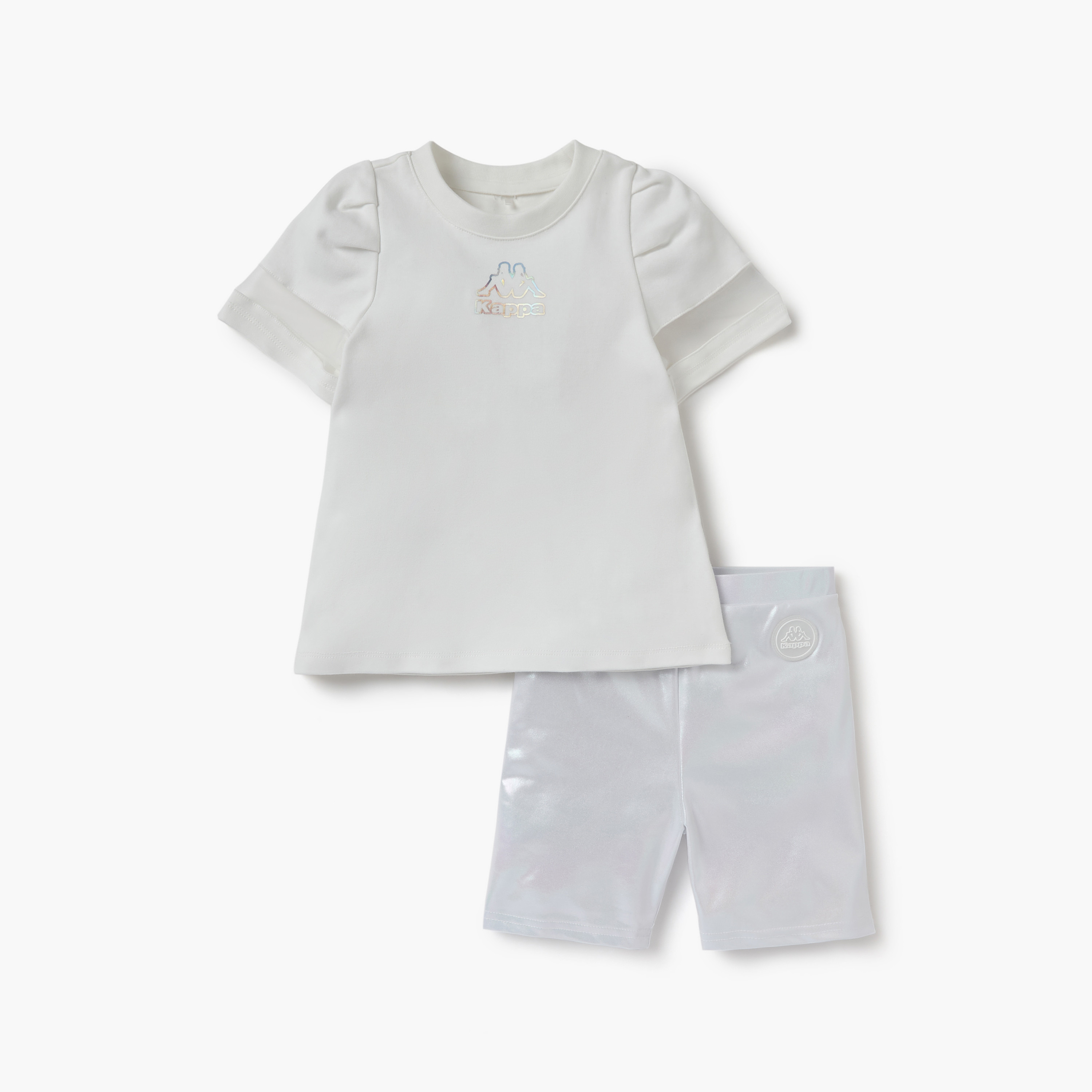 Kappa Logo Print T-shirt and Shorts Set-girls-clothing-setsandcoords-image-1