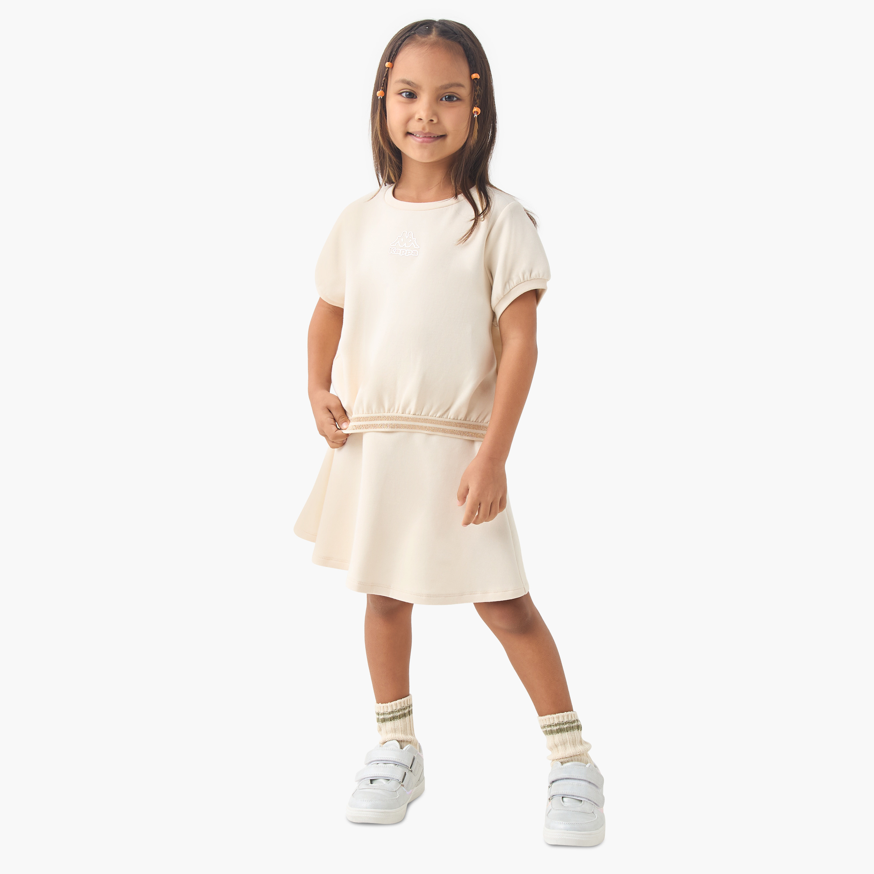 Kappa Logo Print T-shirt and Skirt Set-baby-girls-clothing-setsandcoords-image-1