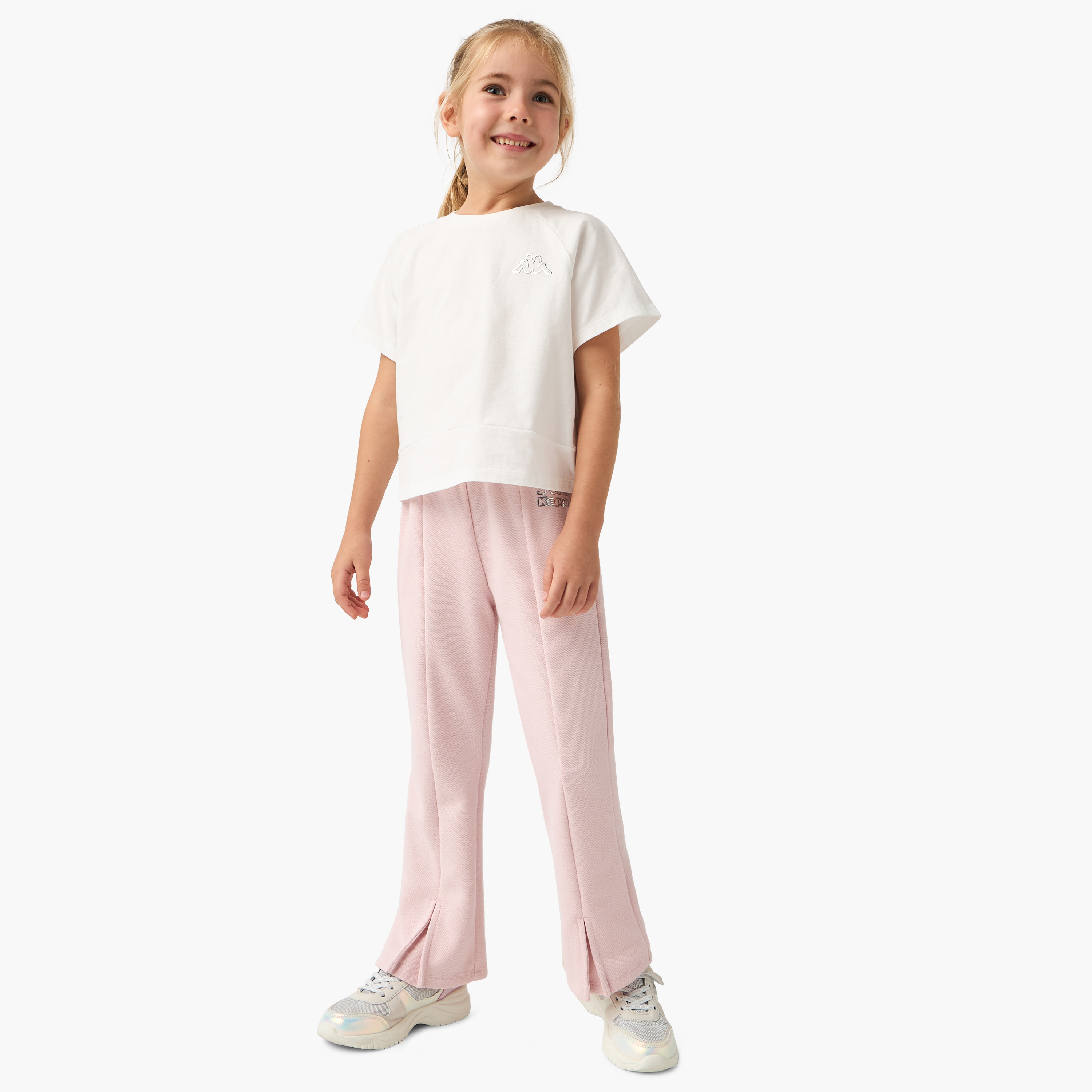 Kappa Logo Detail T-shirt and Pants Set-girls-clothing-setsandcoords-image-1