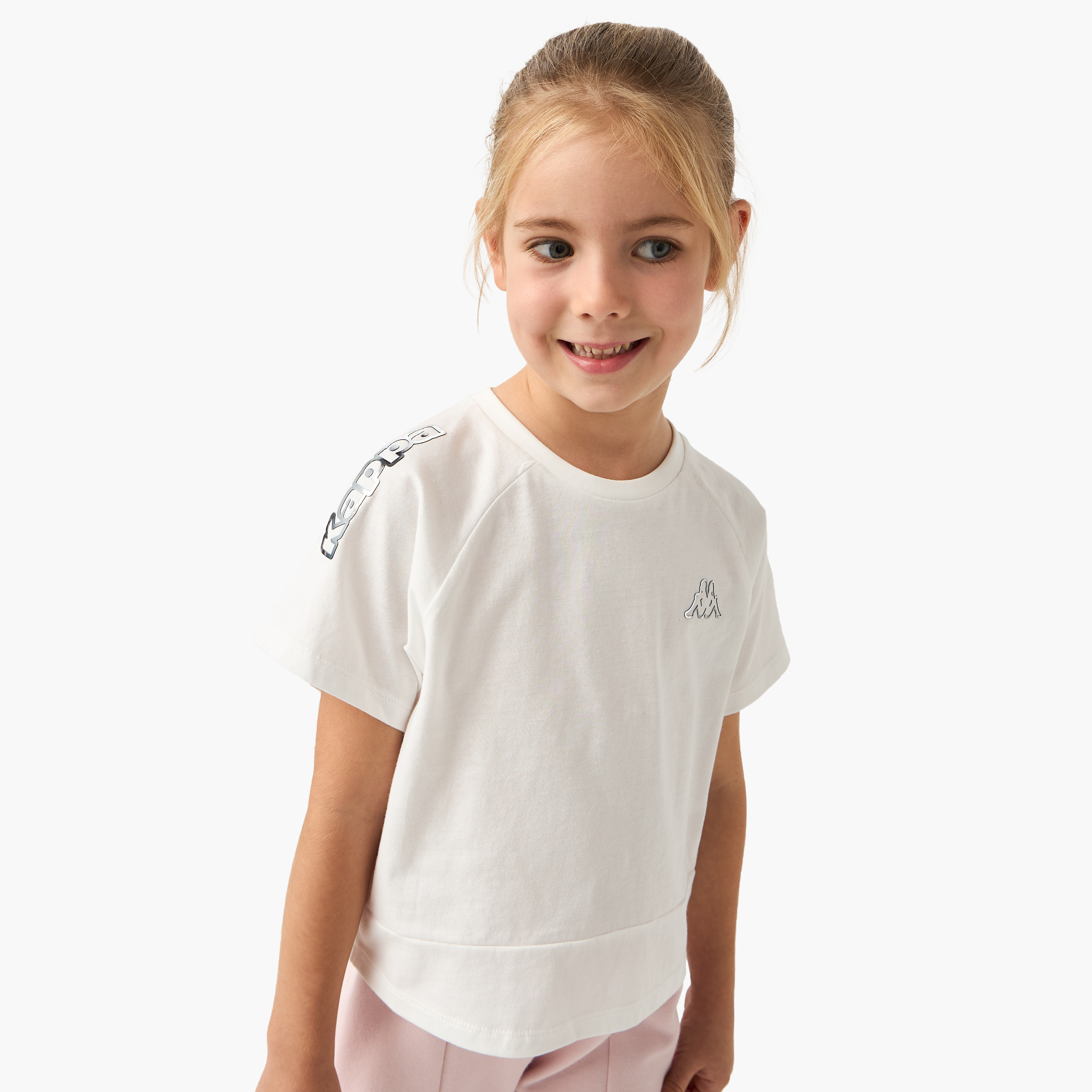 Kappa Logo Detail T-shirt and Pants Set-girls-clothing-setsandcoords-image-2