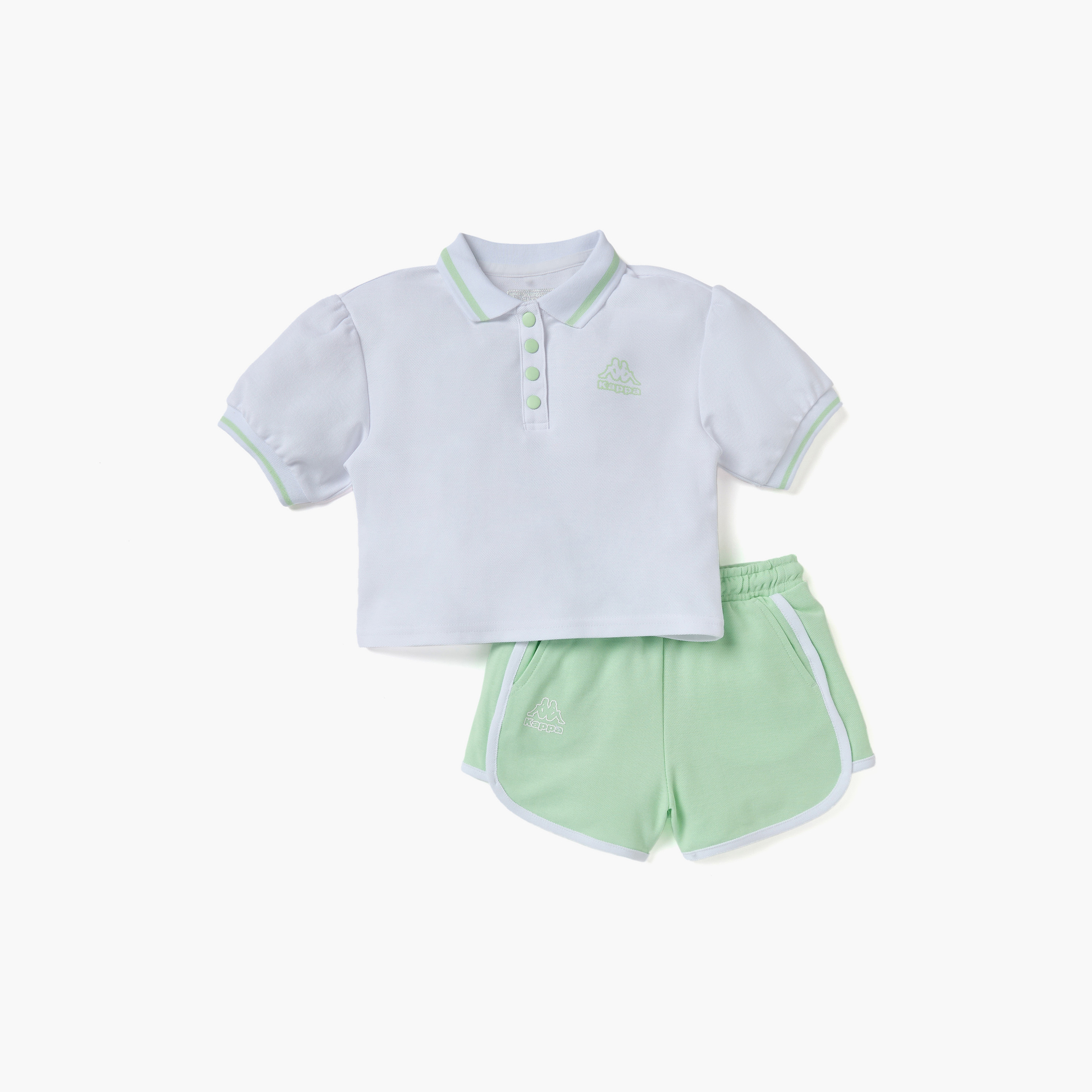 طقم تيشيرت بولو بطبعات شعار وشورت من كابا-girls-clothing-setsandcoords-image-5