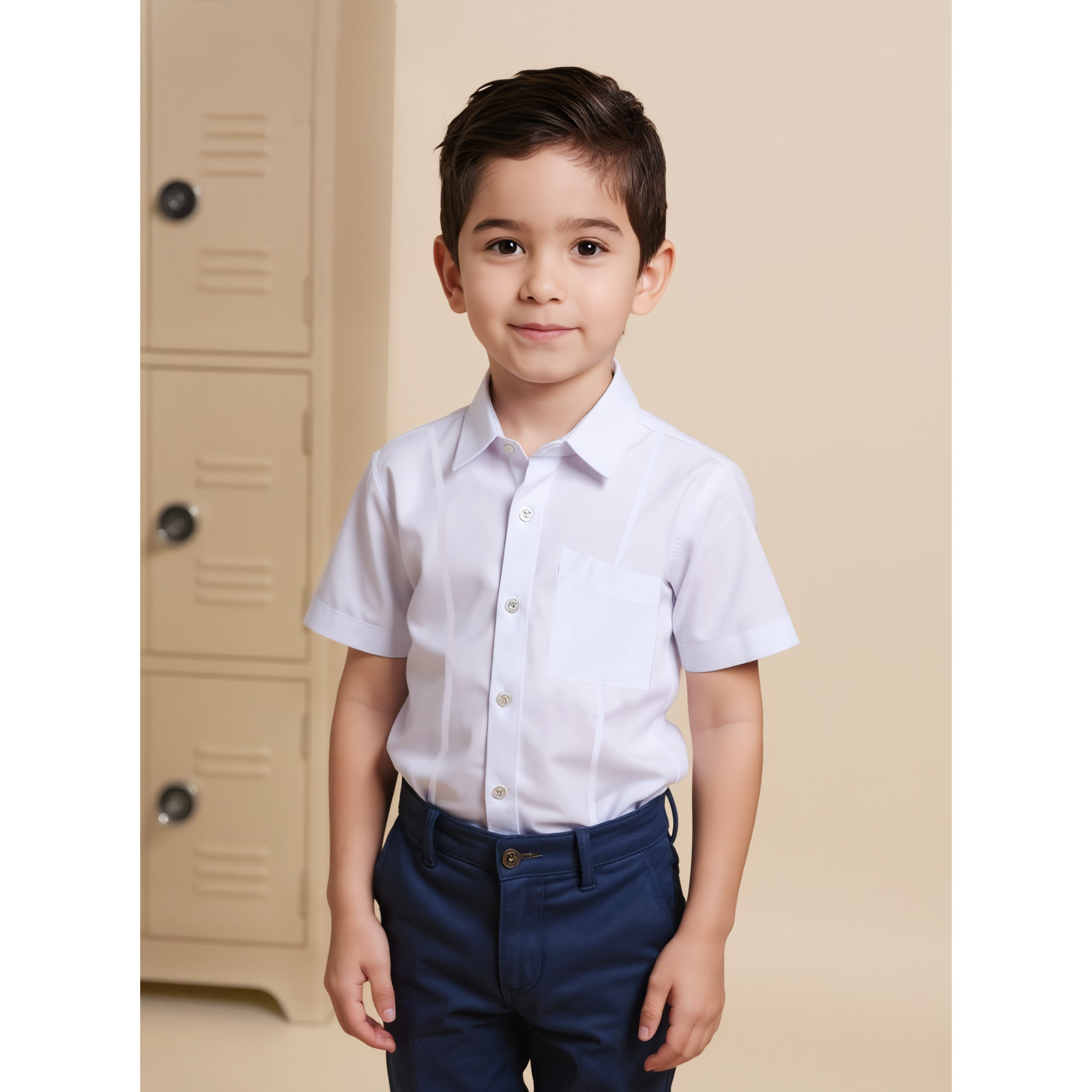Juniors Solid Shirt with Pocket and Short Sleeves-boys-clothing-shirts-image-1