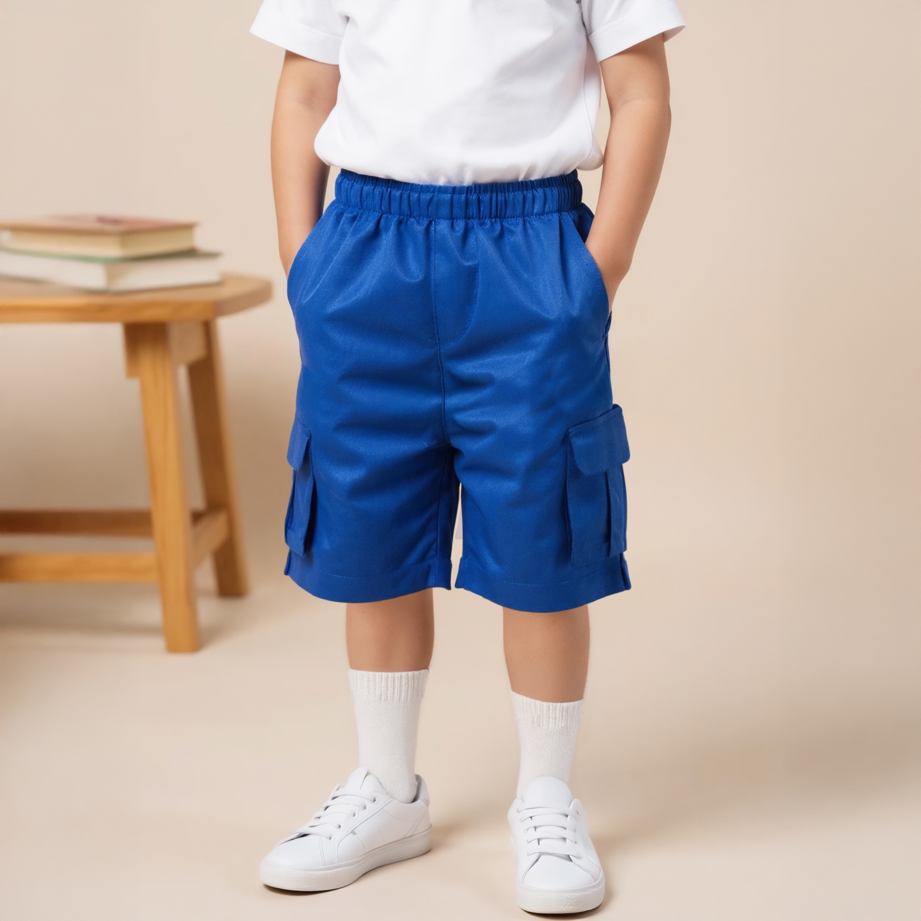 Juniors Solid Shorts with Pockets and Elasticated Waistband-CP_Promo_Code_Excluded-image-1