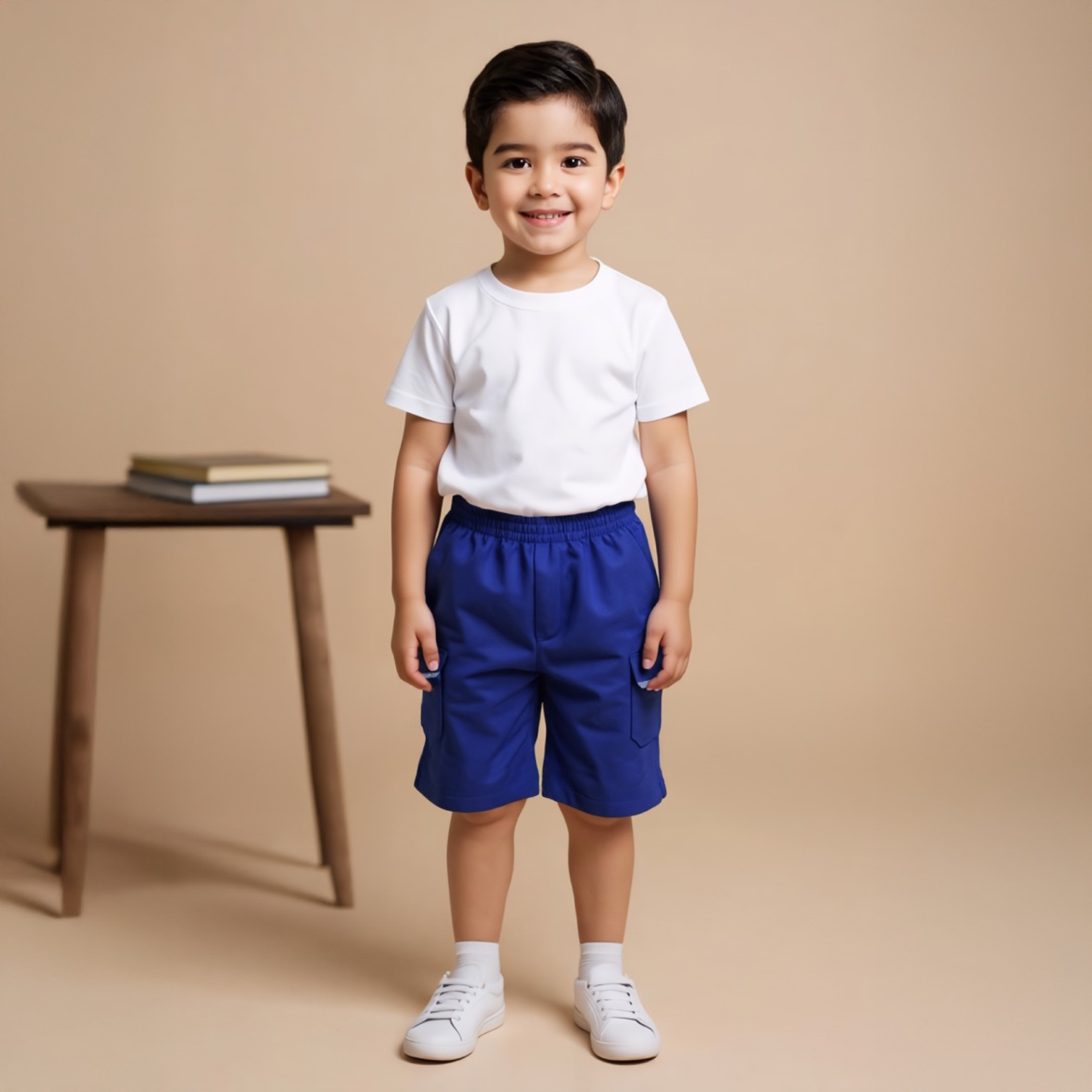 Juniors Solid Shorts with Pockets-boys-clothing-schoolwear-bottoms-shorts-image-2