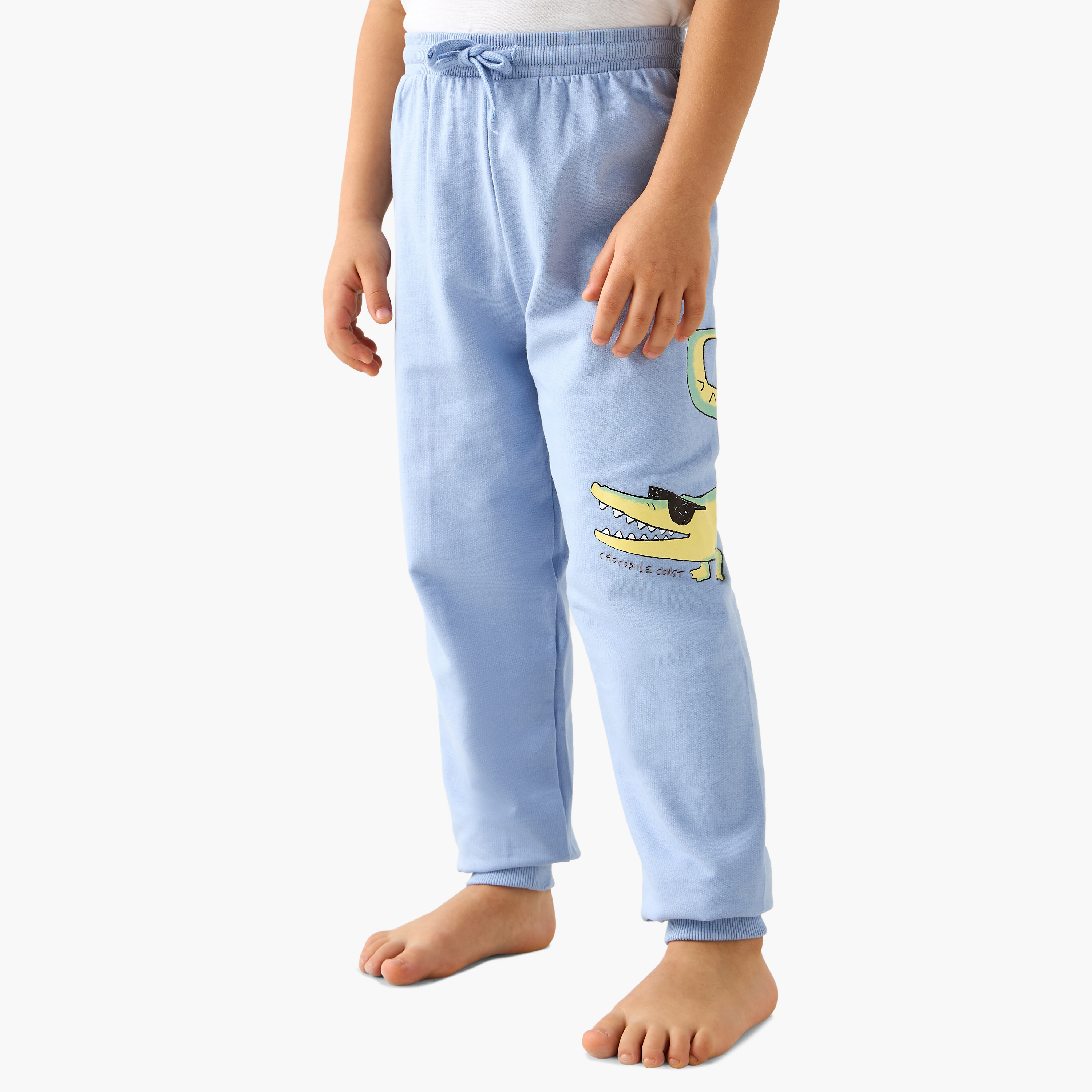 Juniors Crocodile Print T-shirt and Pyjama Set-boys-clothing-nightwear-image-3