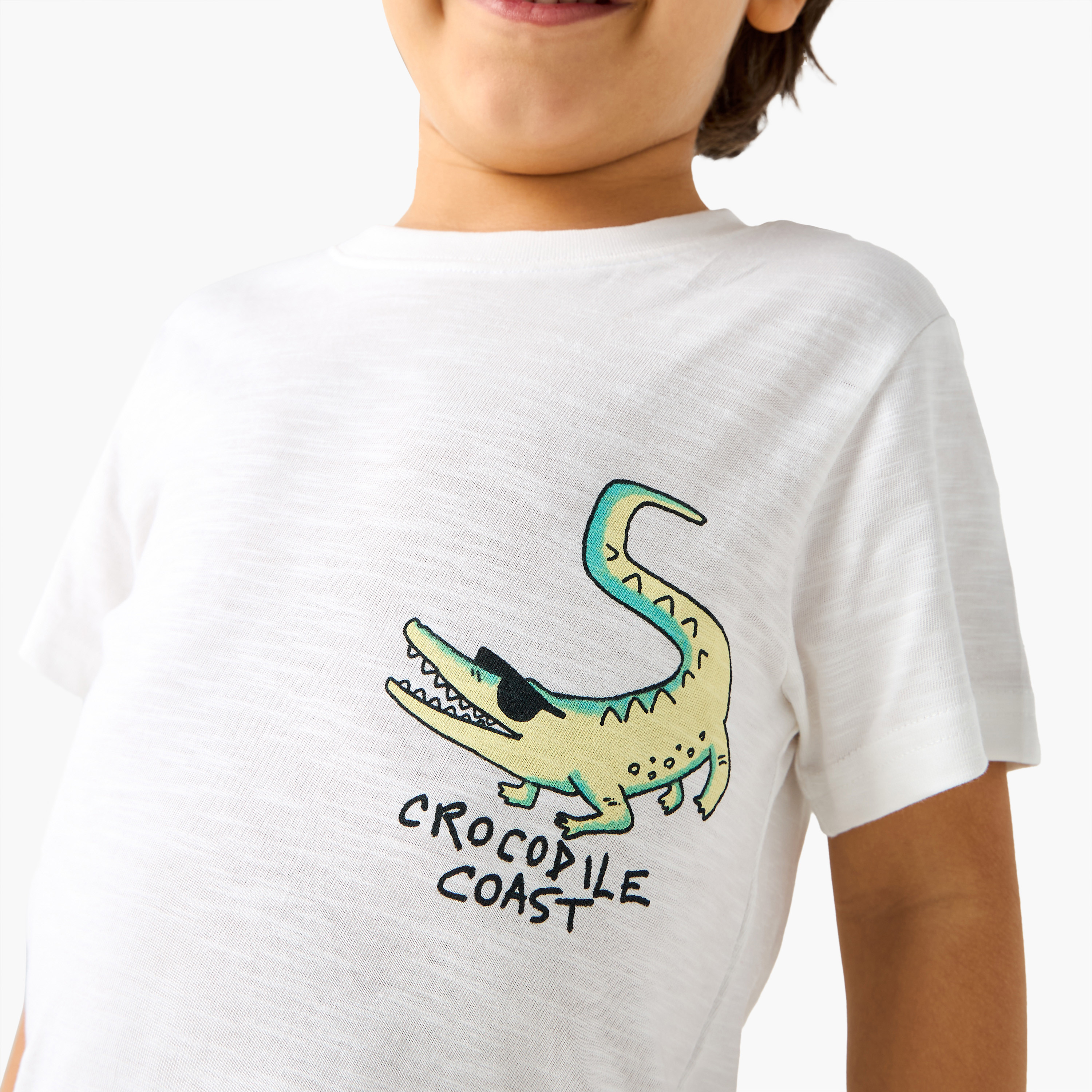 Juniors Crocodile Print T-shirt and Pyjama Set-boys-clothing-nightwear-image-5