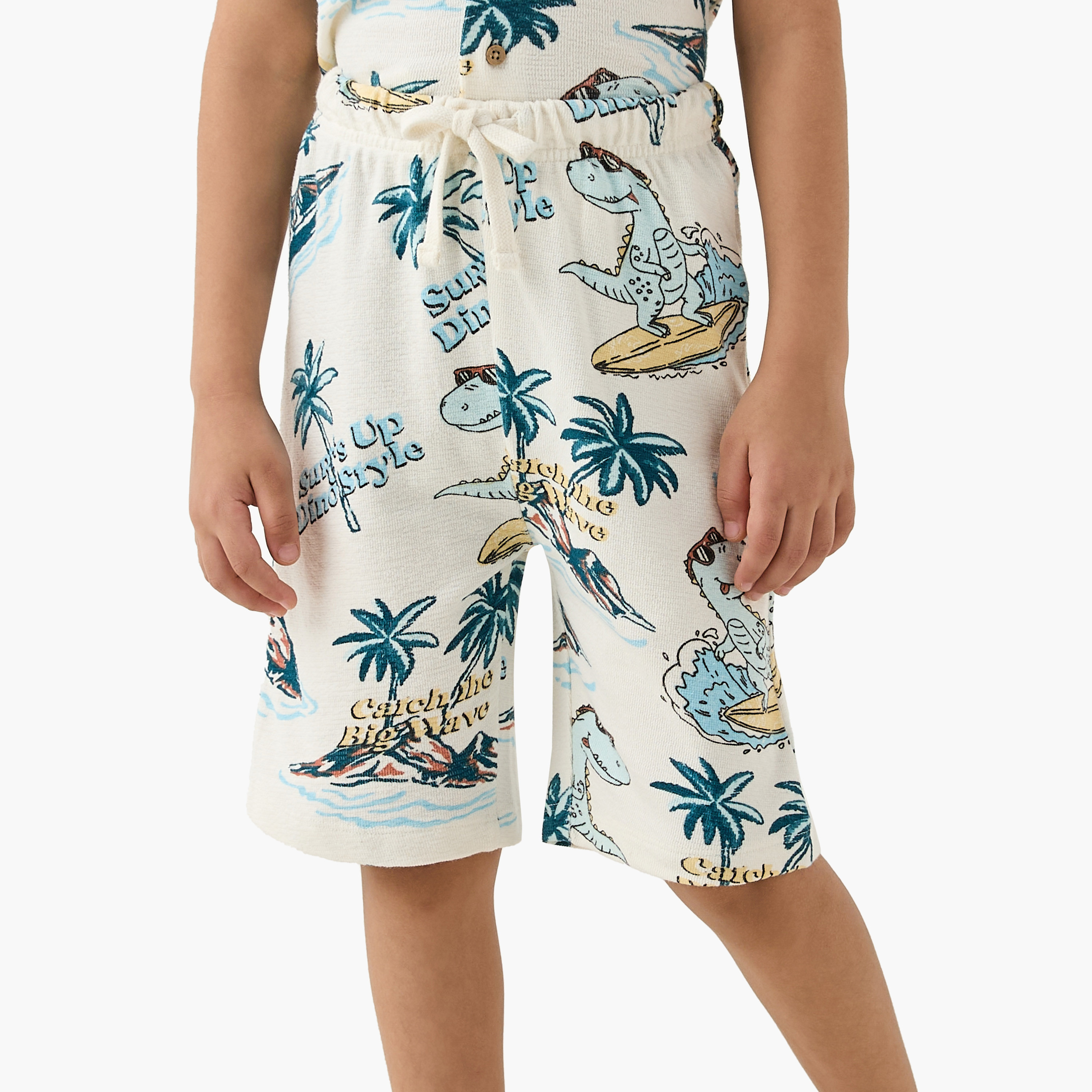 Juniors All-Over Dinosaur Print Shirt and Shorts Set-boys-clothing-nightwear-image-3