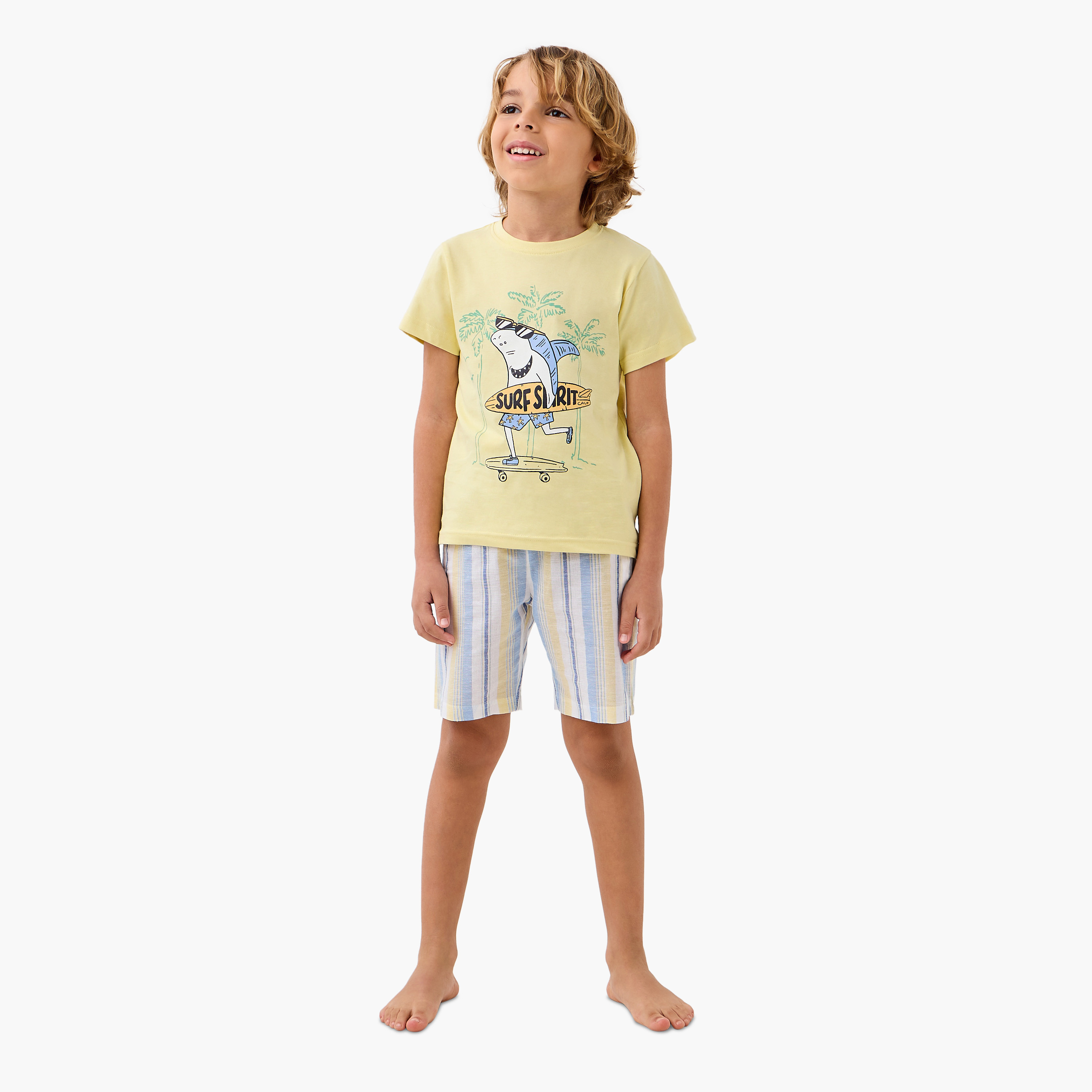 Juniors 4-Piece Printed T-shirts with Shorts and Pyjamas-boys-clothing-nightwear-image-2