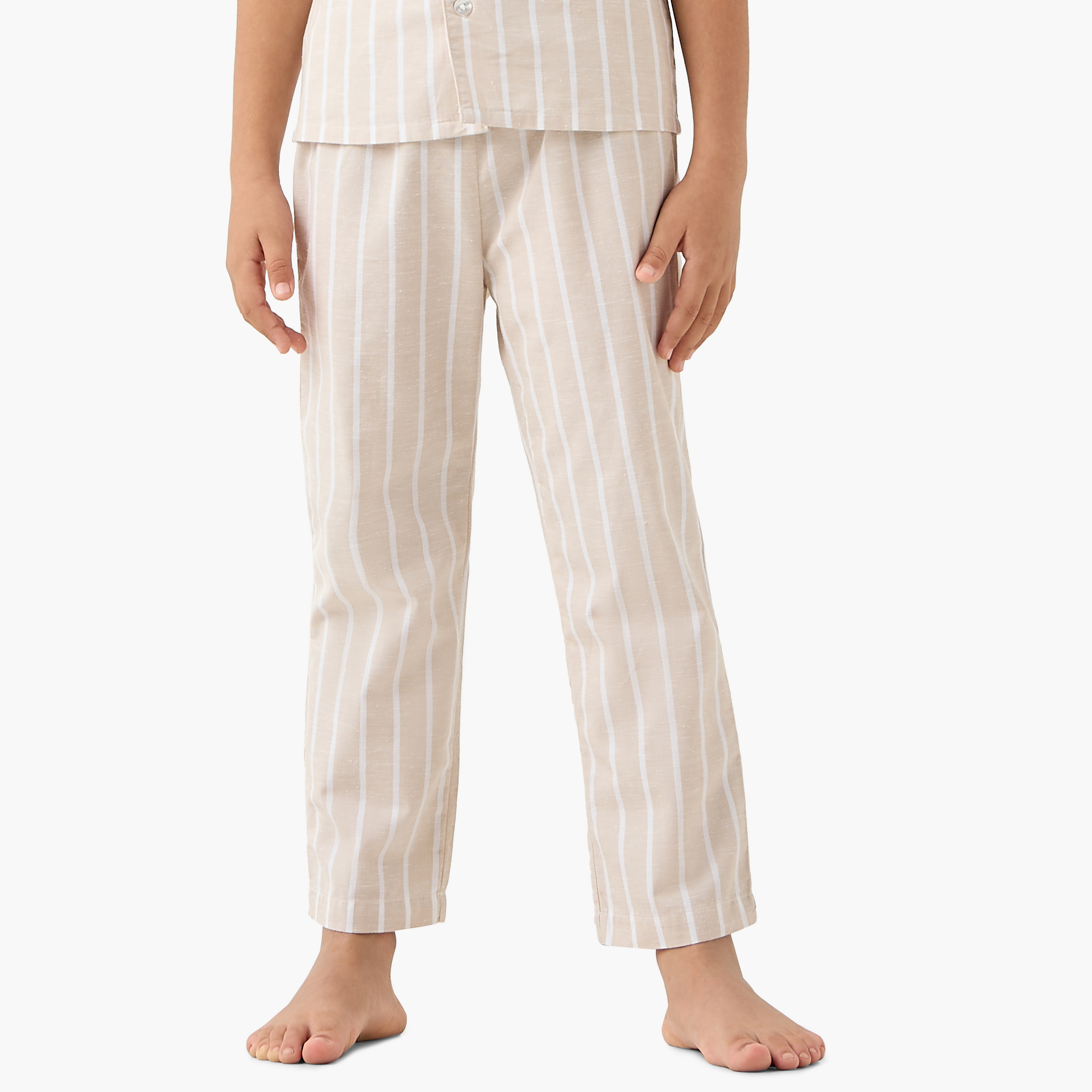 Juniors Striped Short Sleeves Shirt and Elasticated Pyjama Set-boys-clothing-nightwear-image-3