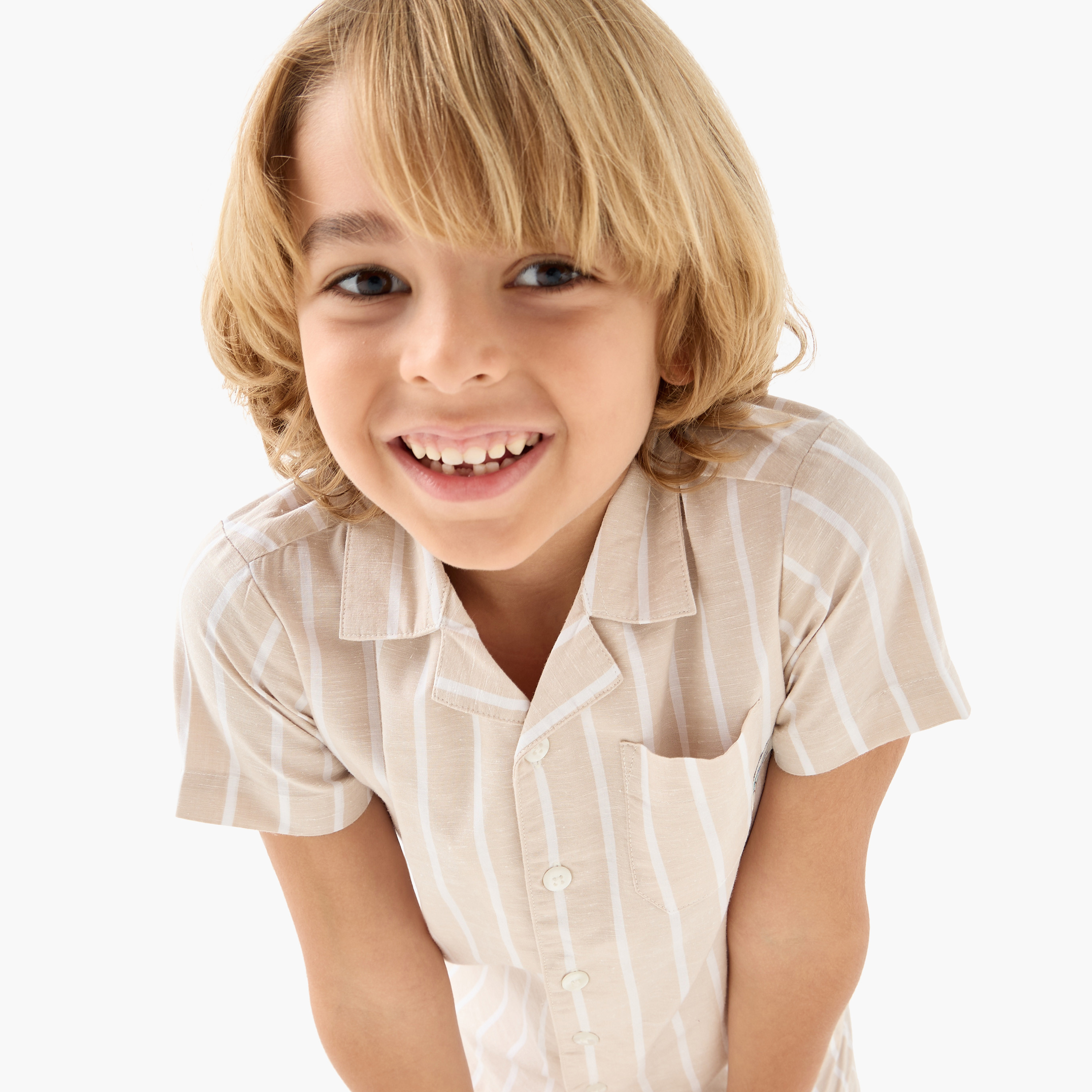 Juniors Striped Short Sleeves Shirt and Elasticated Pyjama Set-boys-clothing-nightwear-image-5