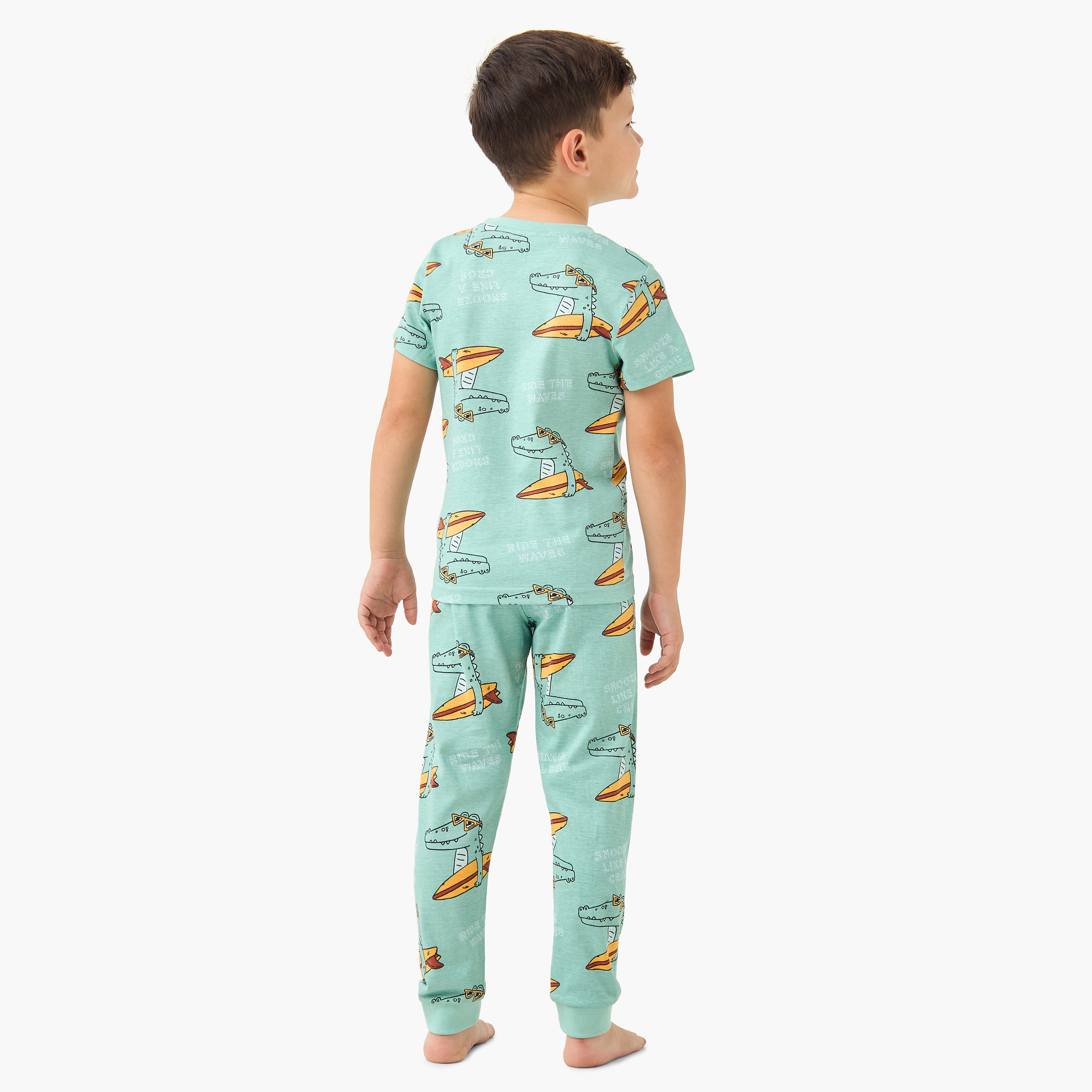 Juniors Alligator Print T-shirts and Pyjamas - Set of 2-boys-clothing-nightwear-image-6