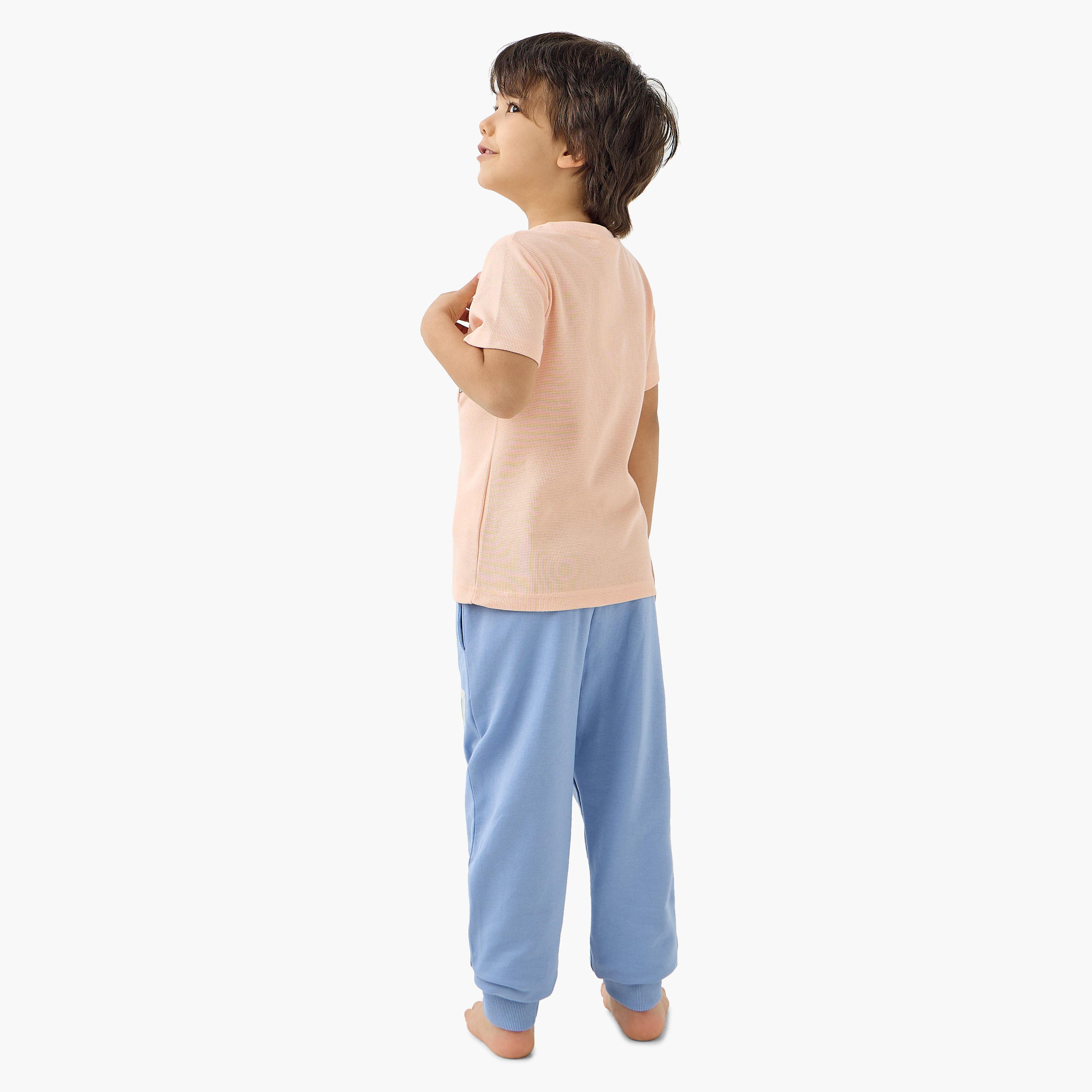Juniors Dino Print T-shirt and Pyjama Set-boys-clothing-nightwear-image-4