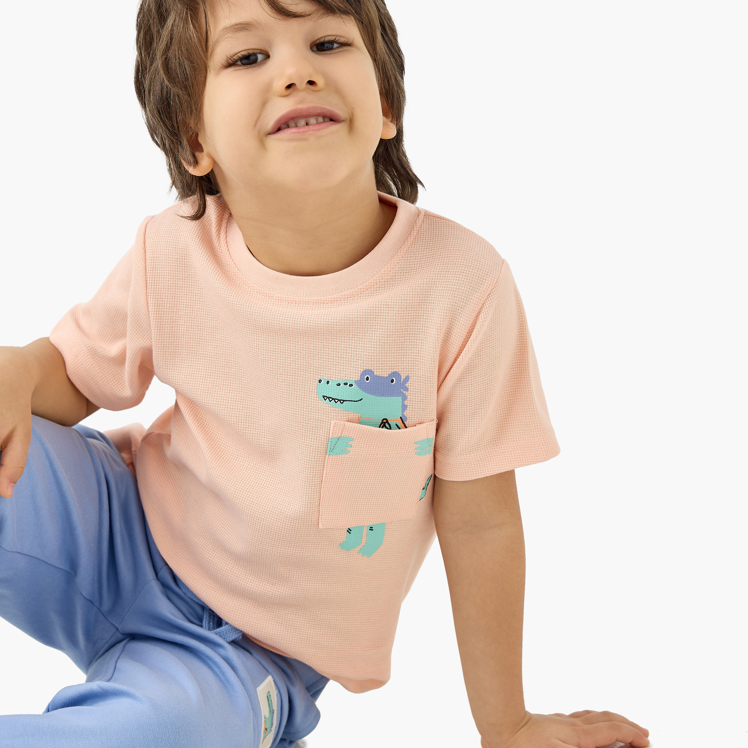 Juniors Dino Print T-shirt and Pyjama Set-boys-clothing-nightwear-image-5