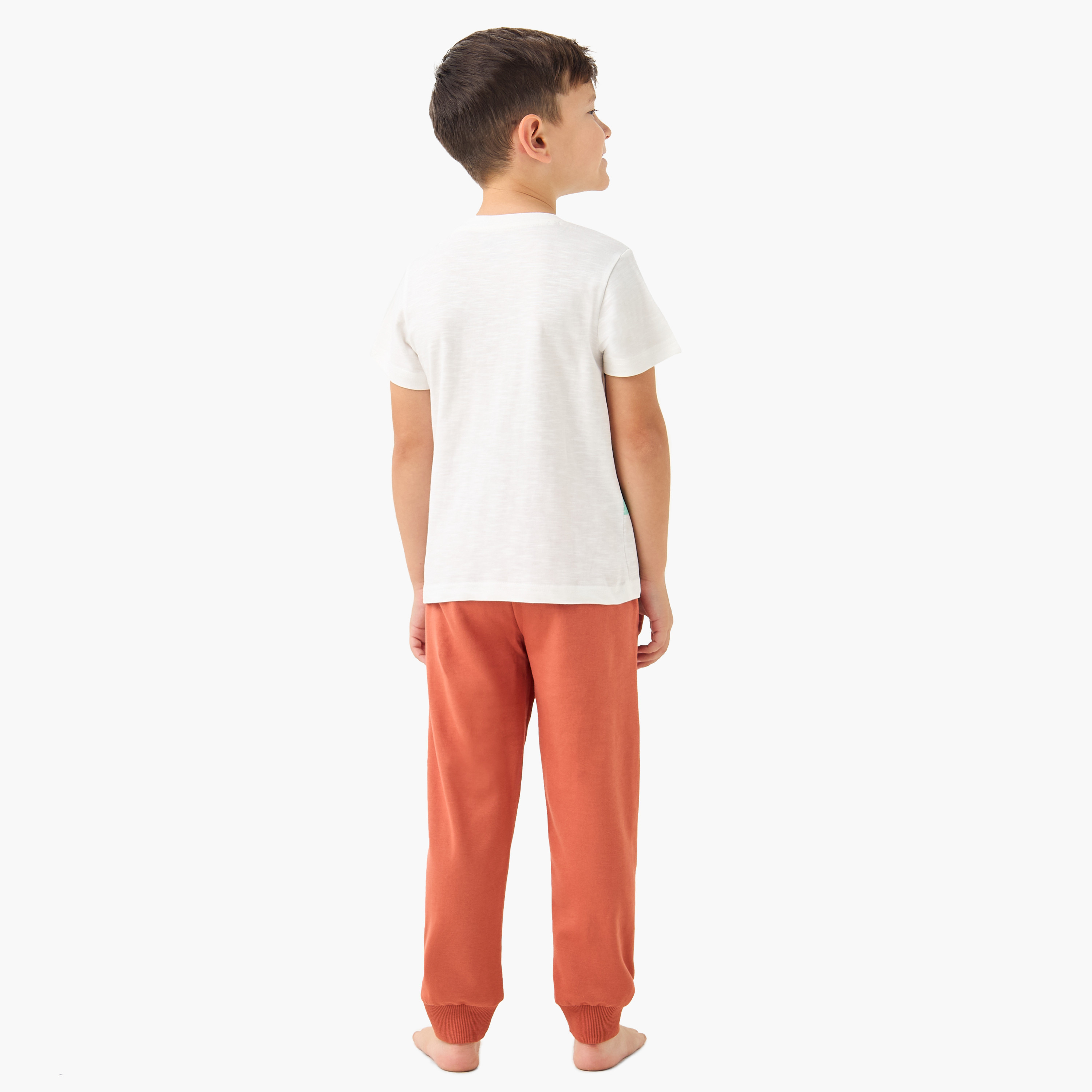 Juniors Graphic Print T-shirt and Solid Pyajama Set-boys-clothing-nightwear-image-3