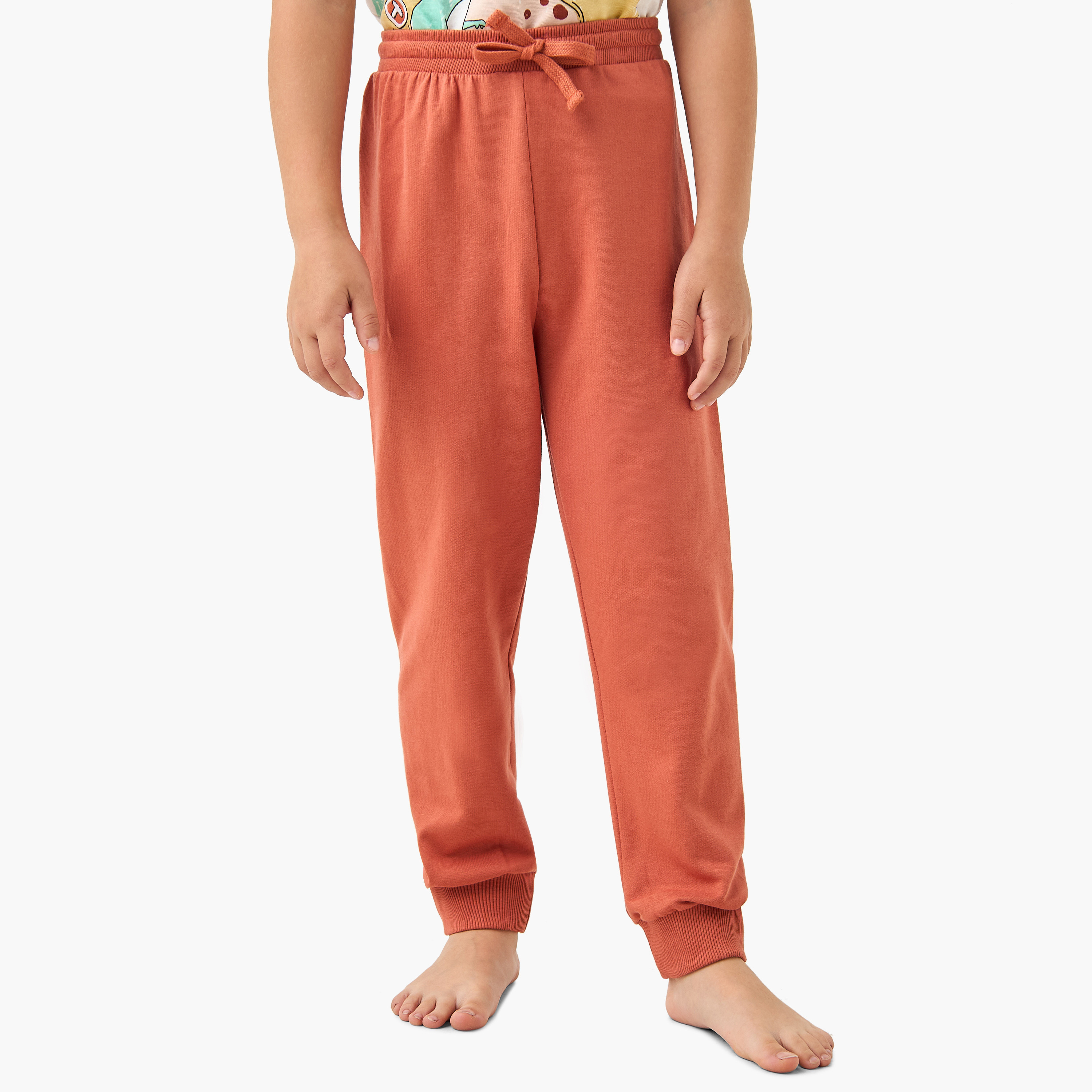 Juniors Graphic Print T-shirt and Solid Pyajama Set-boys-clothing-nightwear-image-4