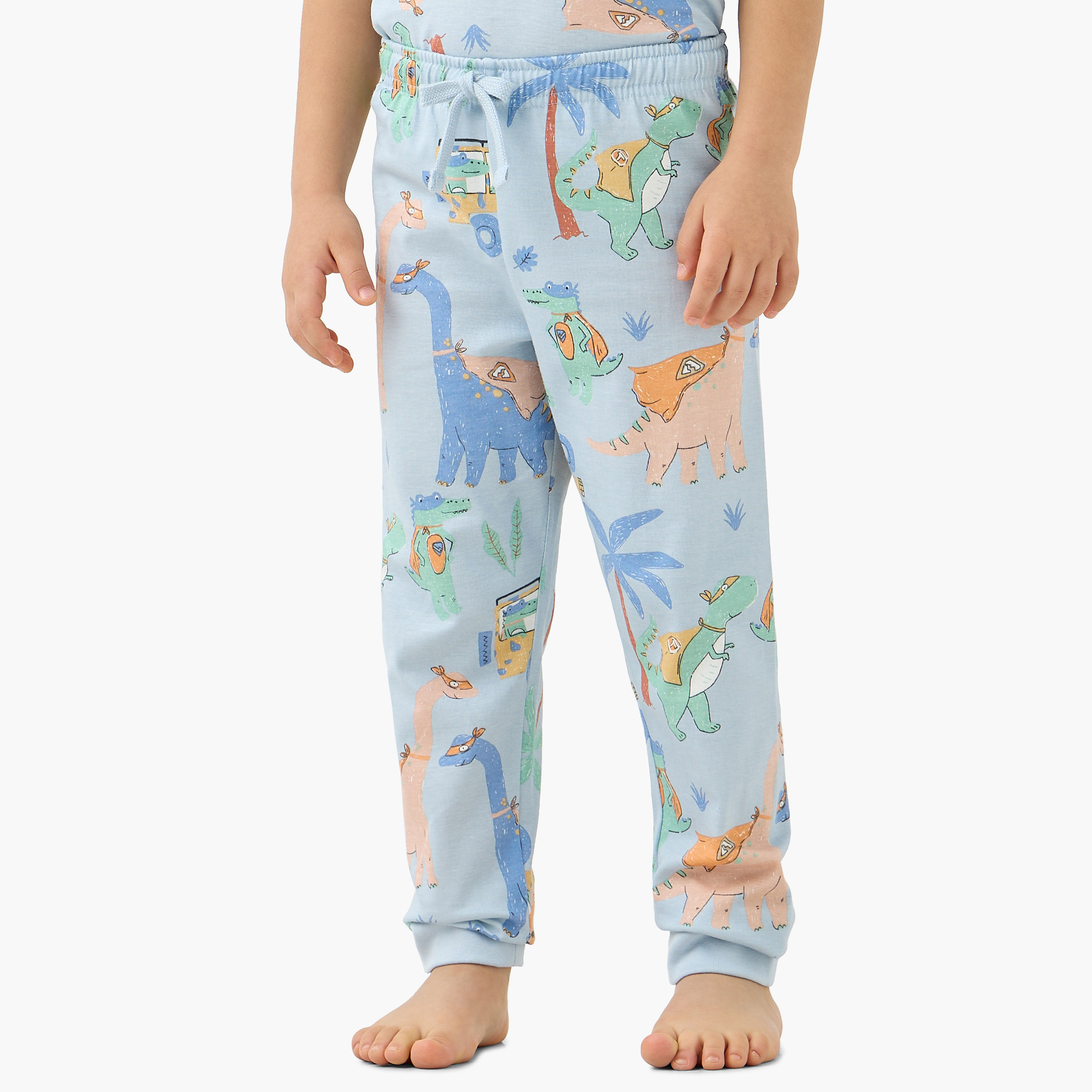 تيشيرتات بطبعات ديناصورات مع بنطلونات بيجاما - مجموعة من طقمين-boys-clothing-nightwear-image-4